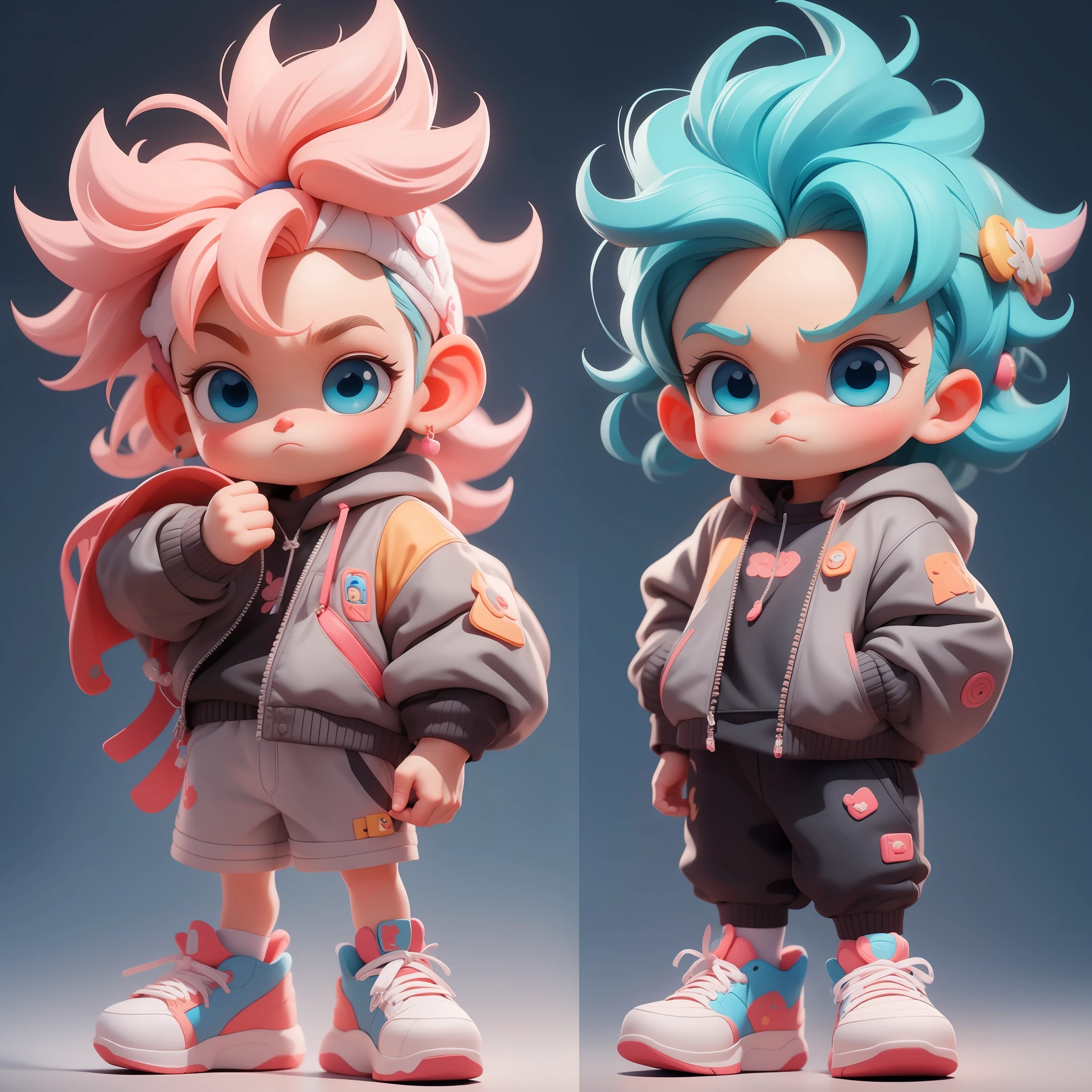 A super cute boy, full body, fantastic cute hair accessories Popmart blind box, IP design, clean bright background 3D rendering, OC rendering, 8k, soft focus, fine gloss super detail --ar 3:6 50 --q 2 --niji 5 --style expressiveness --s 2