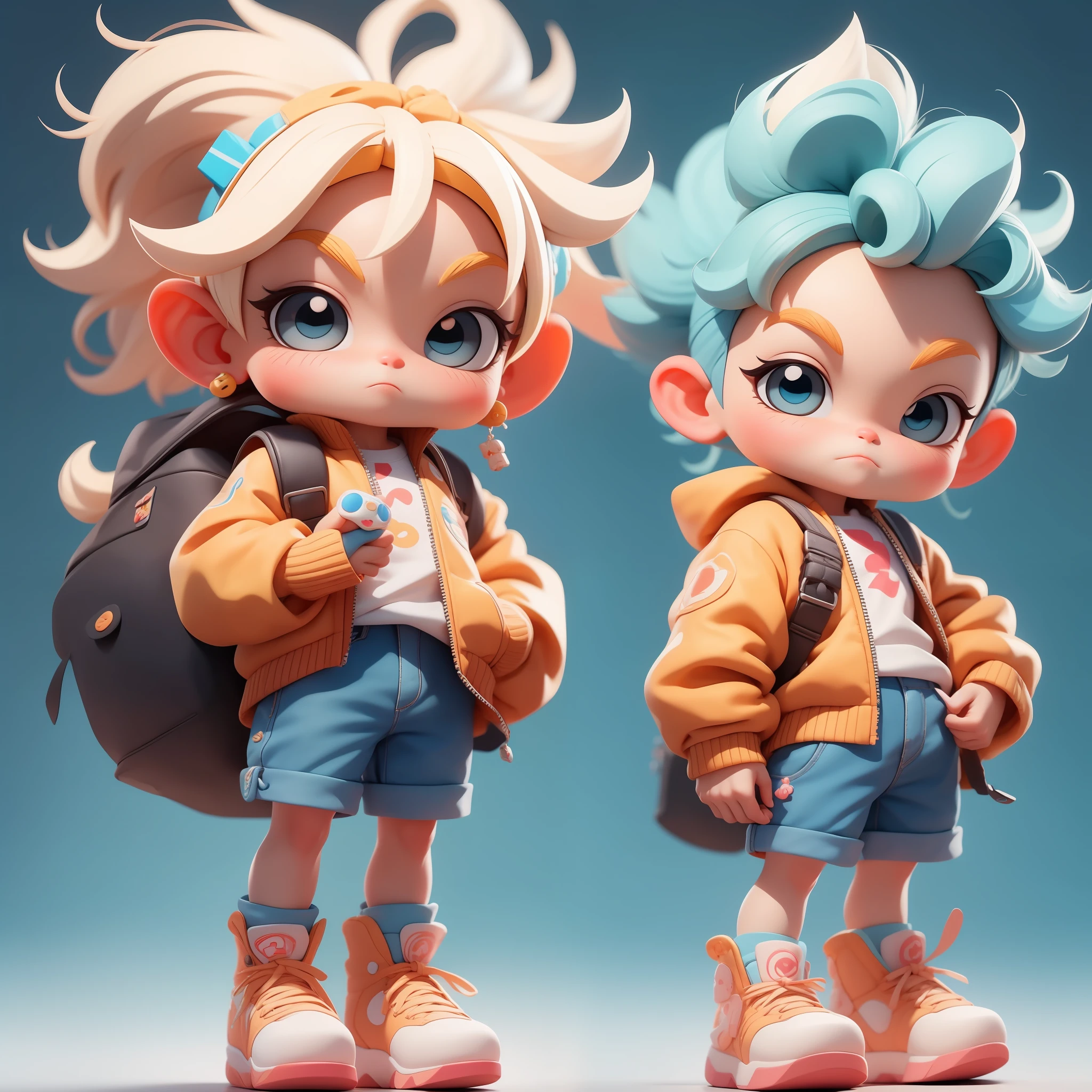 A super cute boy, full body, fantastic cute hair accessories Popmart blind box, IP design, clean bright background 3D rendering, OC rendering, 8k, soft focus, fine gloss super detail --ar 3:6 50 --q 2 --niji 5 --style expressiveness --s 2