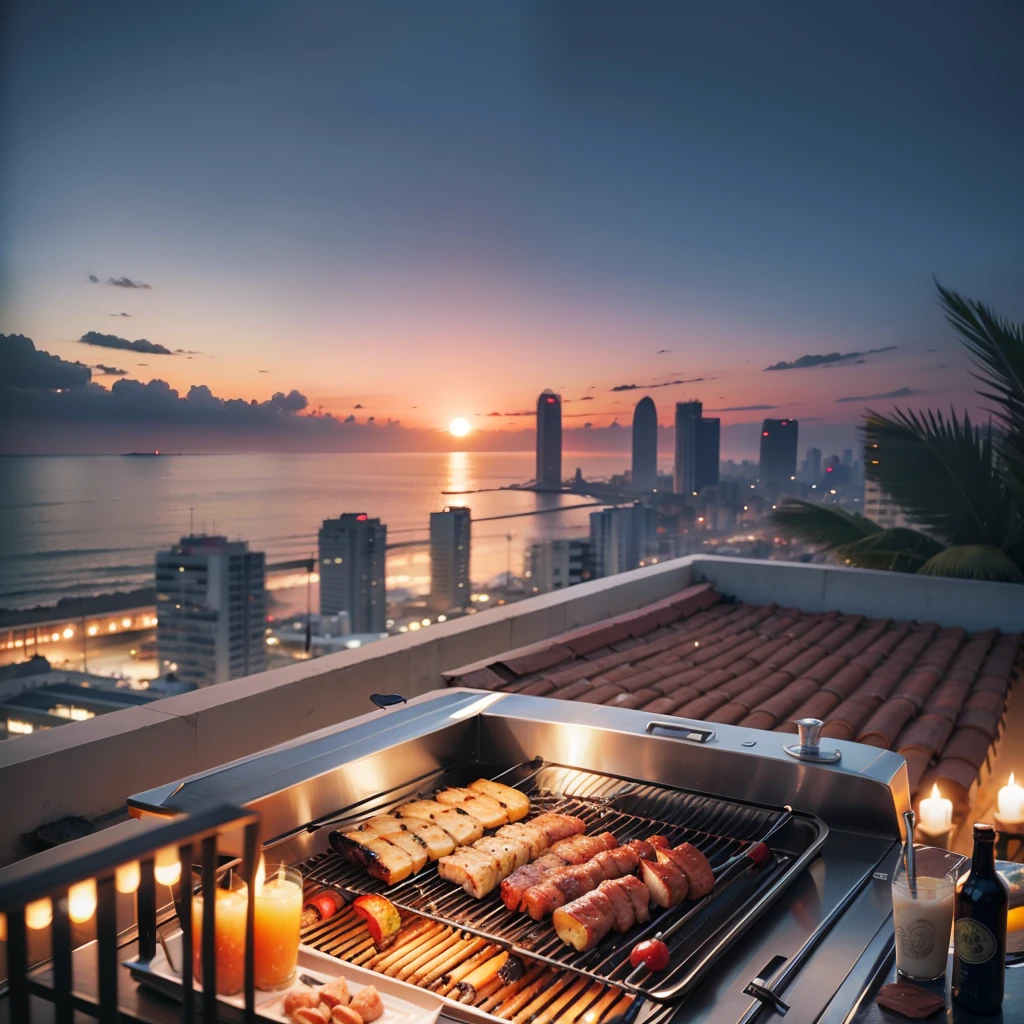 invite to a barbecue on a rooftop in a brazilain beach --auto --s2