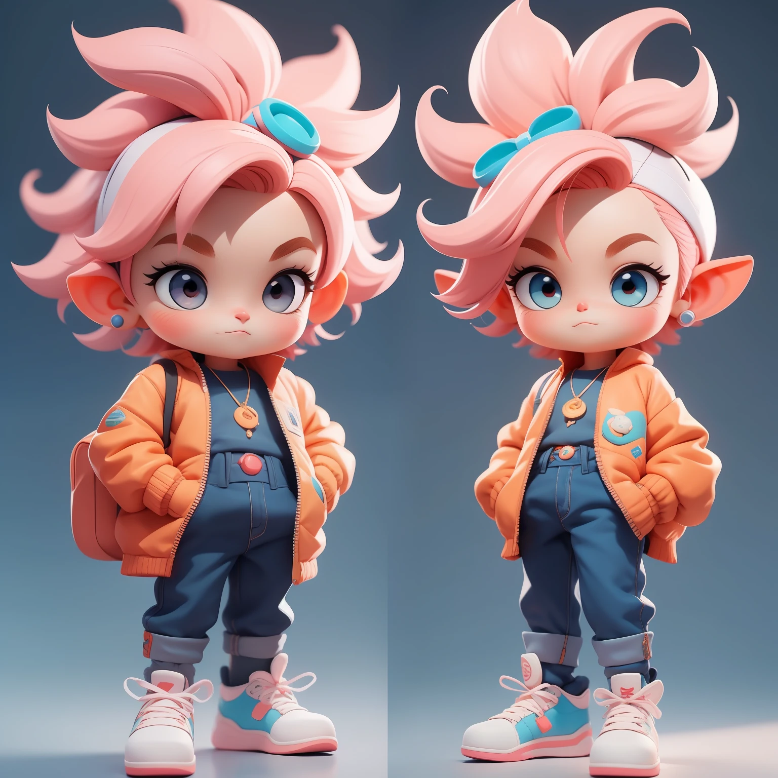 A super cute boy, full body, fantastic cute hair accessories Popmart blind box, IP design, clean bright background 3D rendering, OC rendering, 8k, soft focus, fine gloss super detail --ar 3:6 50 --q 2 --niji 5 --style expressiveness --s 2