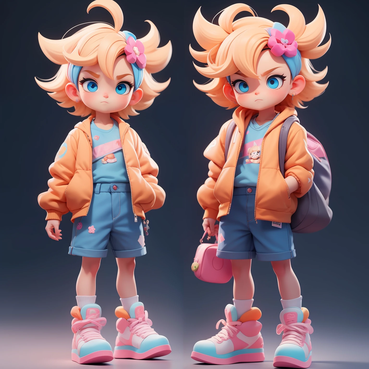 A super cute boy, full body, fantastic cute hair accessories Popmart blind box, IP design, clean bright background 3D rendering, OC rendering, 8k, soft focus, fine gloss super detail --ar 3:6 50 --q 2 --niji 5 --style expressiveness --s 2