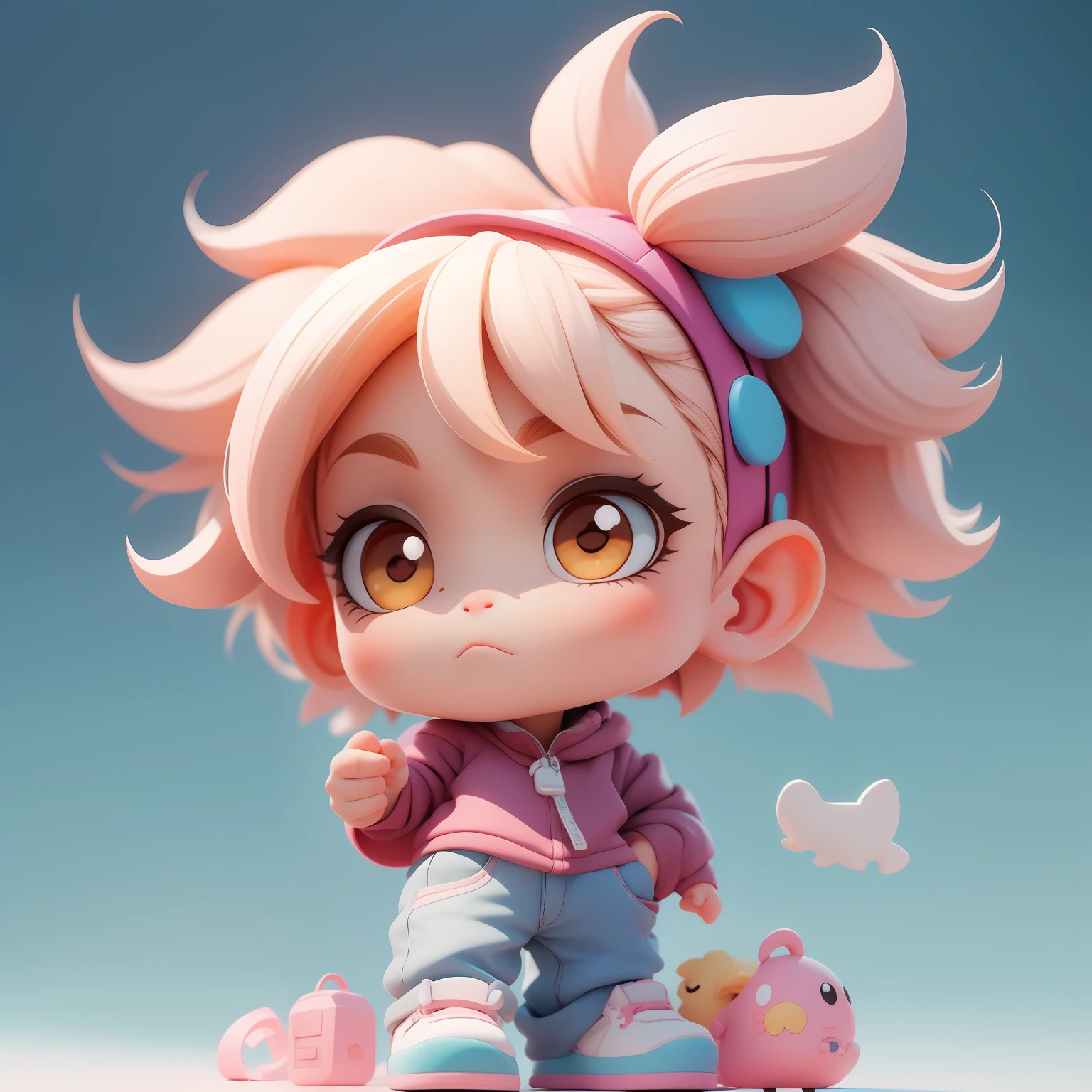 A super cute boy, full body, fantastic cute hair accessories Popmart blind box, IP design, clean bright background 3D rendering, OC rendering, 8k, soft focus, fine gloss super detail --ar 3:6 50 --q 2 --niji 5 --style expressiveness --s 2