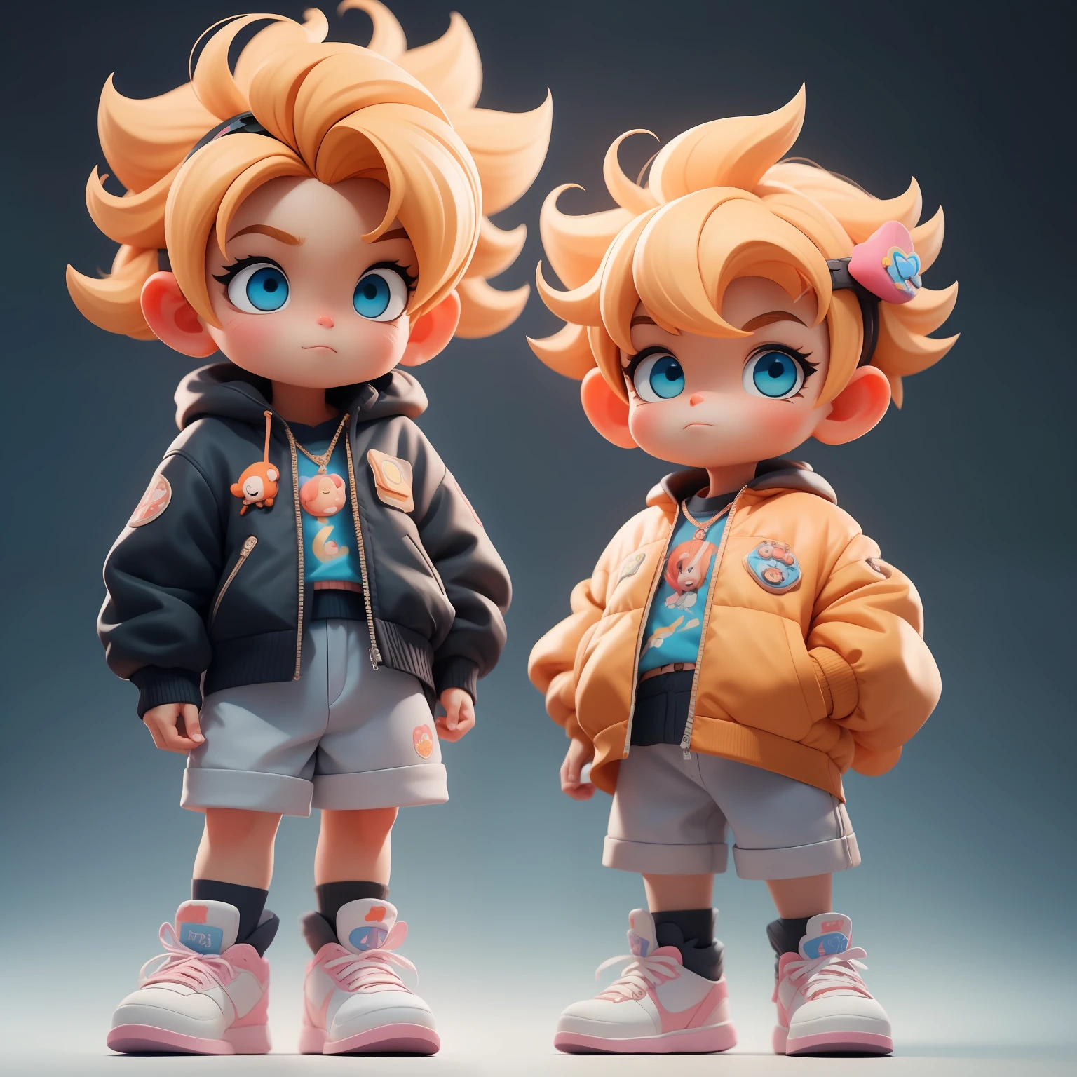 A super cute boy, full body, fantastic cute hair accessories Popmart blind box, IP design, clean bright background 3D rendering, OC rendering, 8k, soft focus, fine gloss super detail --ar 3:6 50 --q 2 --niji 5 --style expressiveness --s 2