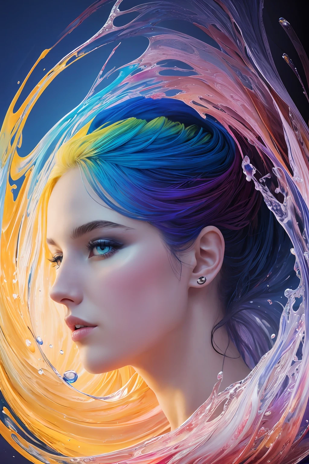 Colorful beautiful girl: a giru 18-years old, messy hair, oil painting, nice perfect face with soft skinice perfect face, blue yellow colors, light purple and violet additions, light red additions, intricate detail, splash screen, 8k resolution, masterpiece, cute face,artstation digital painting smooth veryBlack ink flow: 8k resolution photorealistic masterpiece: intricately detailed fluid gouache painting: by Jean Baptiste Mongue: calligraphy: acrylic: watercolor art, professional photography, natural lighting, volumetric lighting maximalist photoillustration: by marton bobzert:, complex, elegant, expansive, fantastical, wavy hair, vibrant, Best quality details, realistic, High definition, High quality texture, epic lighting, Cinematic film still, 8k, soft lighting, anime style, masterful playing card border, random Colorful art, oil painting, blue yellow colors, light purple and violet additions, light red additions, intricate detail, splash screen, 8k resolution, masterpiece, artstation digital painting smooth veryBlack ink flow: 8k resolution photorealistic masterpiece: intricately detailed fluid gouache painting: by Jean Baptiste Mongue: calligraphy: acrylic: watercolor art, professional photography, natural lighting, volumetric lighting maximalist photoillustration: by marton bobzert:, complex, elegant, expansive, fantastical, vibrant
