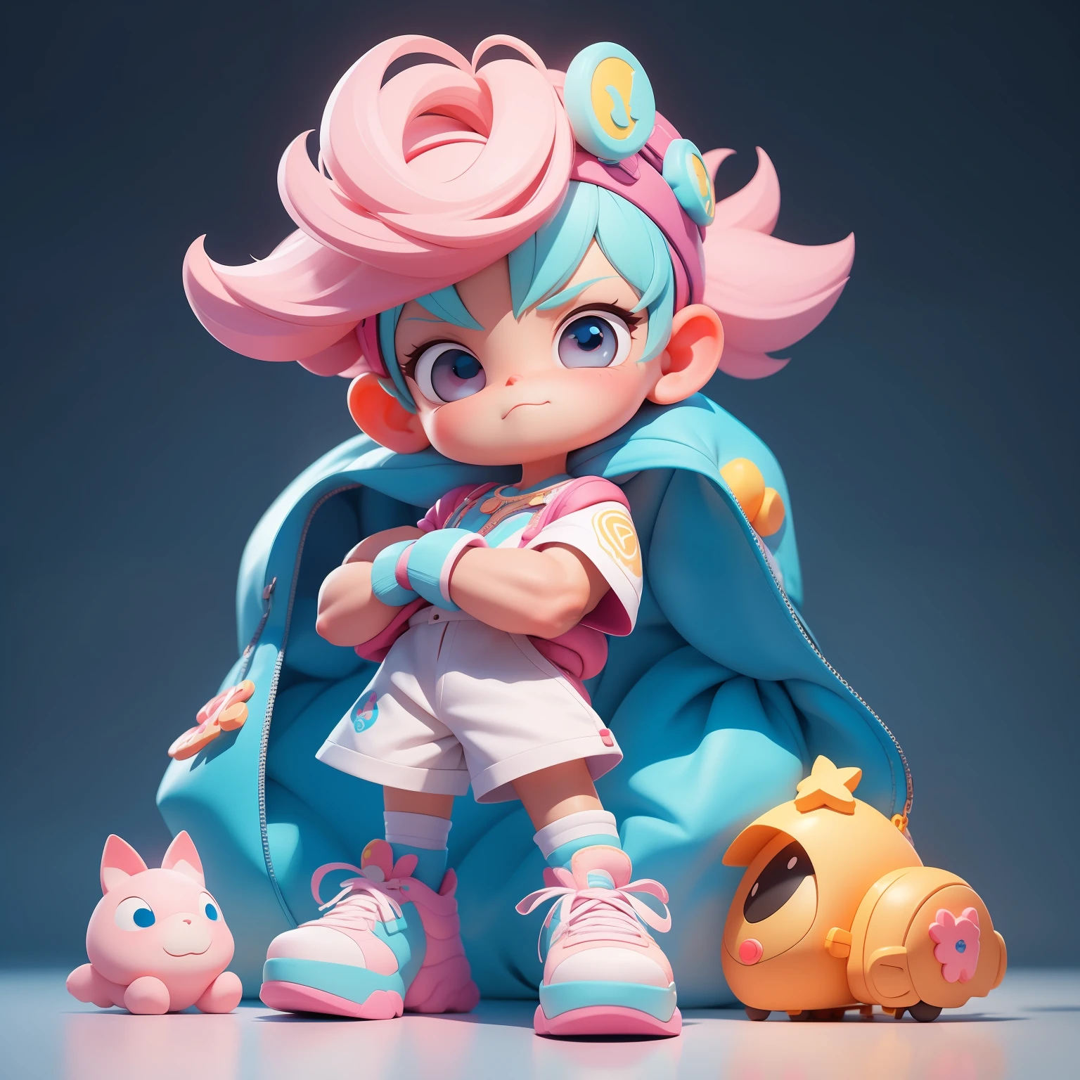 A super cute boy, full body, fantastic cute hair accessories Popmart blind box, IP design, clean bright background 3D rendering, OC rendering, 8k, soft focus, fine gloss super detail --ar 3:6 50 --q 2 --niji 5 --style expressiveness --s 2