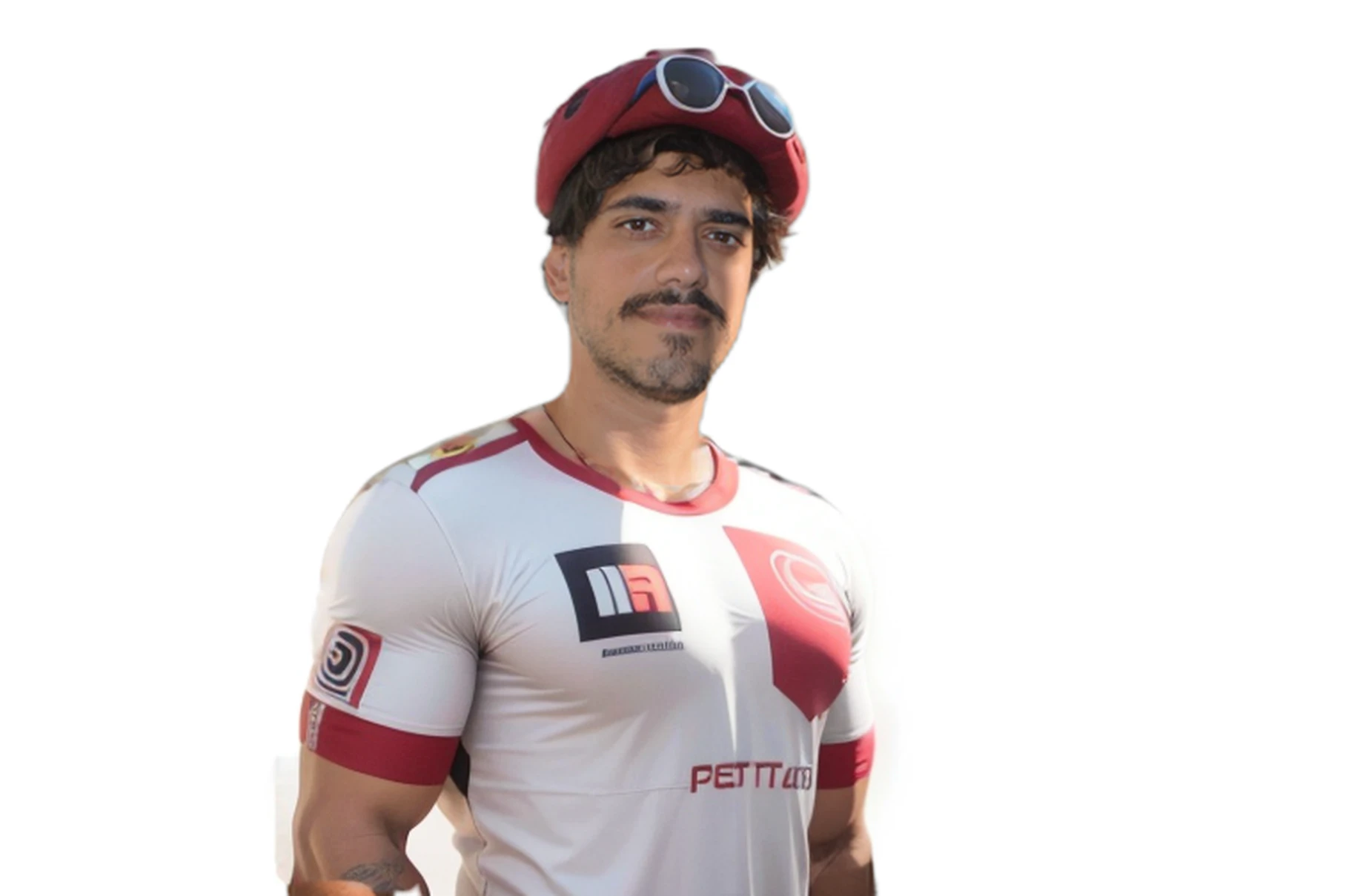 camisa futurista vermelha com detalhes pretos
