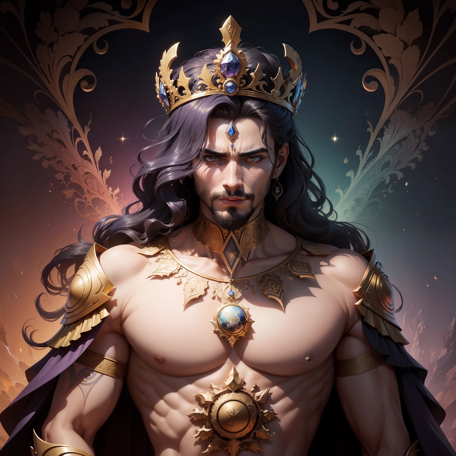 obra-prima, qualidade superior, melhor qualidade, arte oficial, beautiful and aesthetic: 1.2),, extremamente detalhado, (arte fractal: 1.3), colorido, mais detalhado, Hades, Deus grego, imperador do mundo dos mortos, 1boy, muito bonito