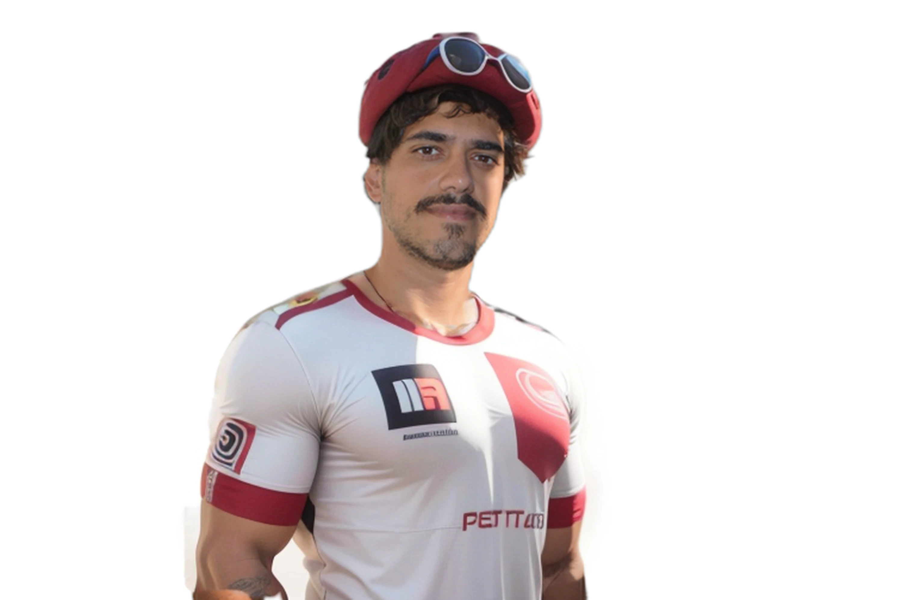 camisa futurista vermelha com detalhes pretos