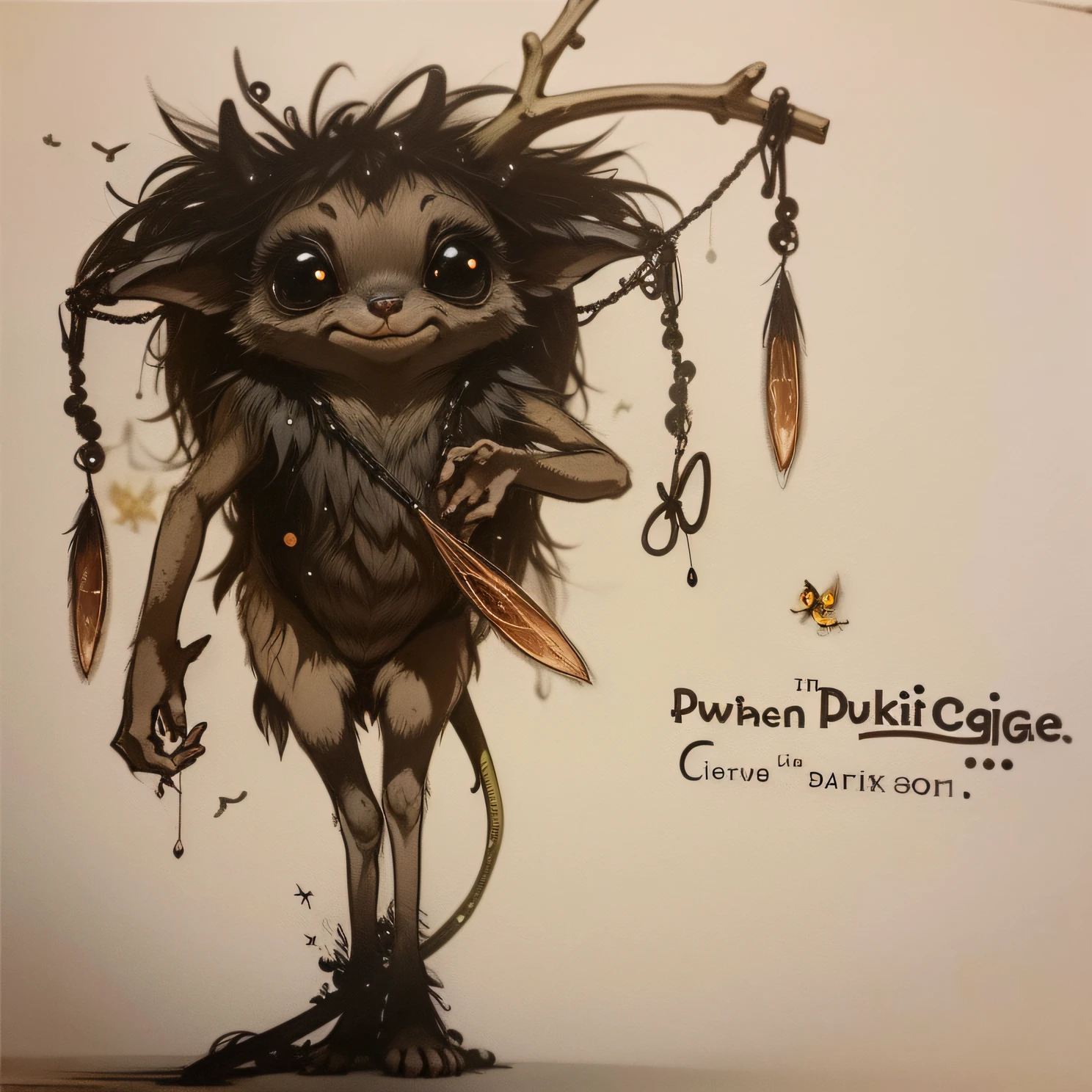 A Pukwudgie dances in a circle of fireflies, its tiny feet twinkling in the night.
