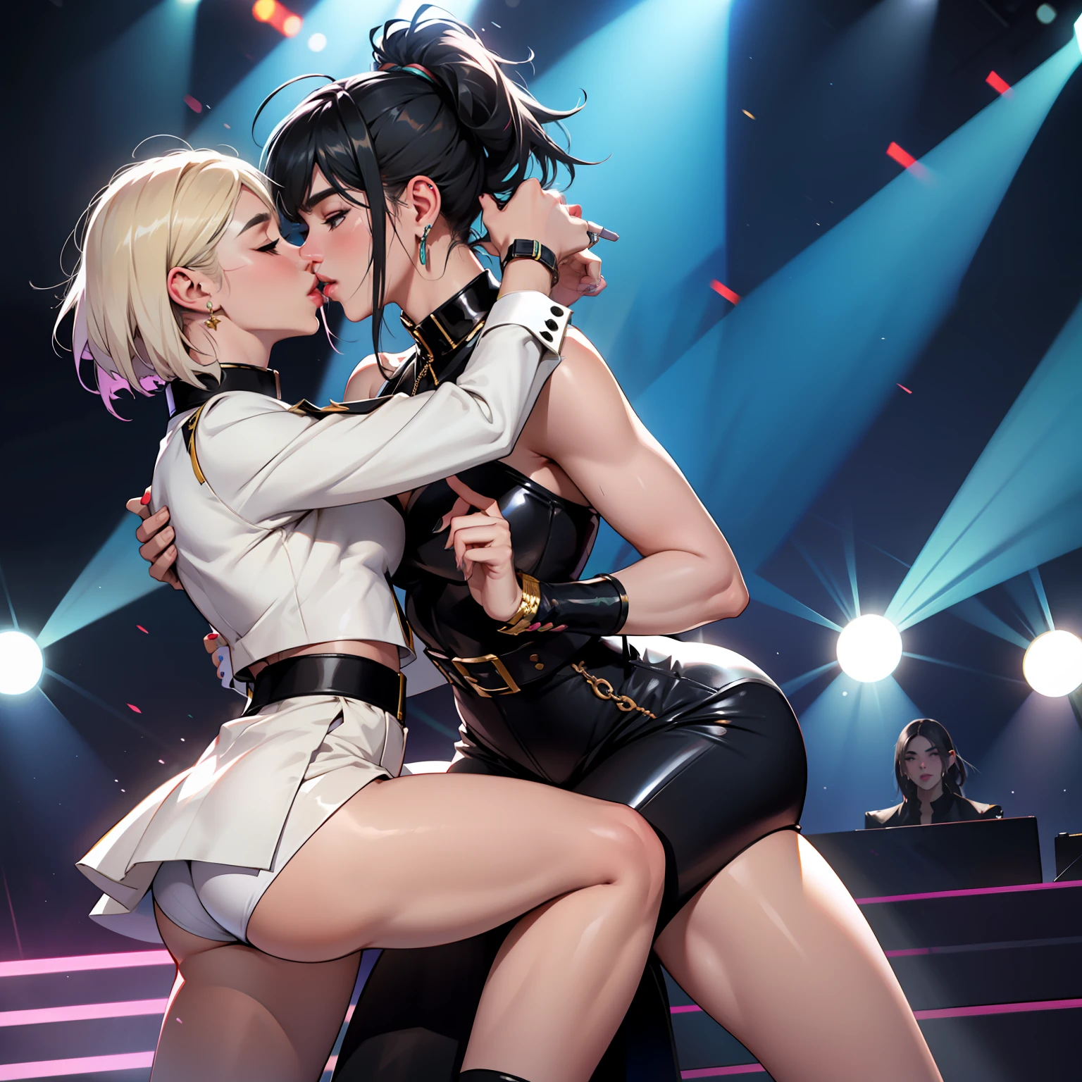 Dua Lipa, Ava Max lesbians, Kiss on the dance floor, Ultra Detalhado, cabelo longo