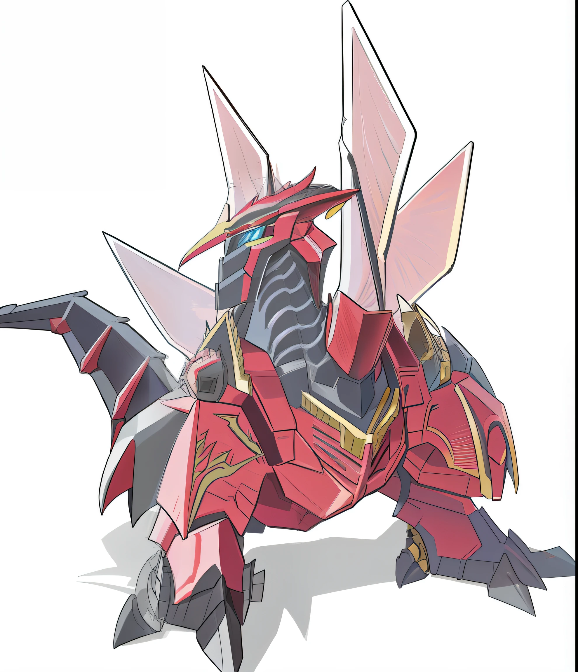 , mega legendary, species fusion, pterodactyl mecha, slifer the sky dragon, pteranadon styling, giant kaiju dragon monster, male holosmith, well armored mech dragon, guggimon, full body dragon concept, cacodemon