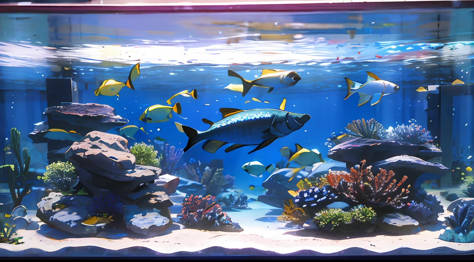 fish tank、In the aquarium、under the water、One girl、summer  dress、​masterpiece、top-quality、Top image quality