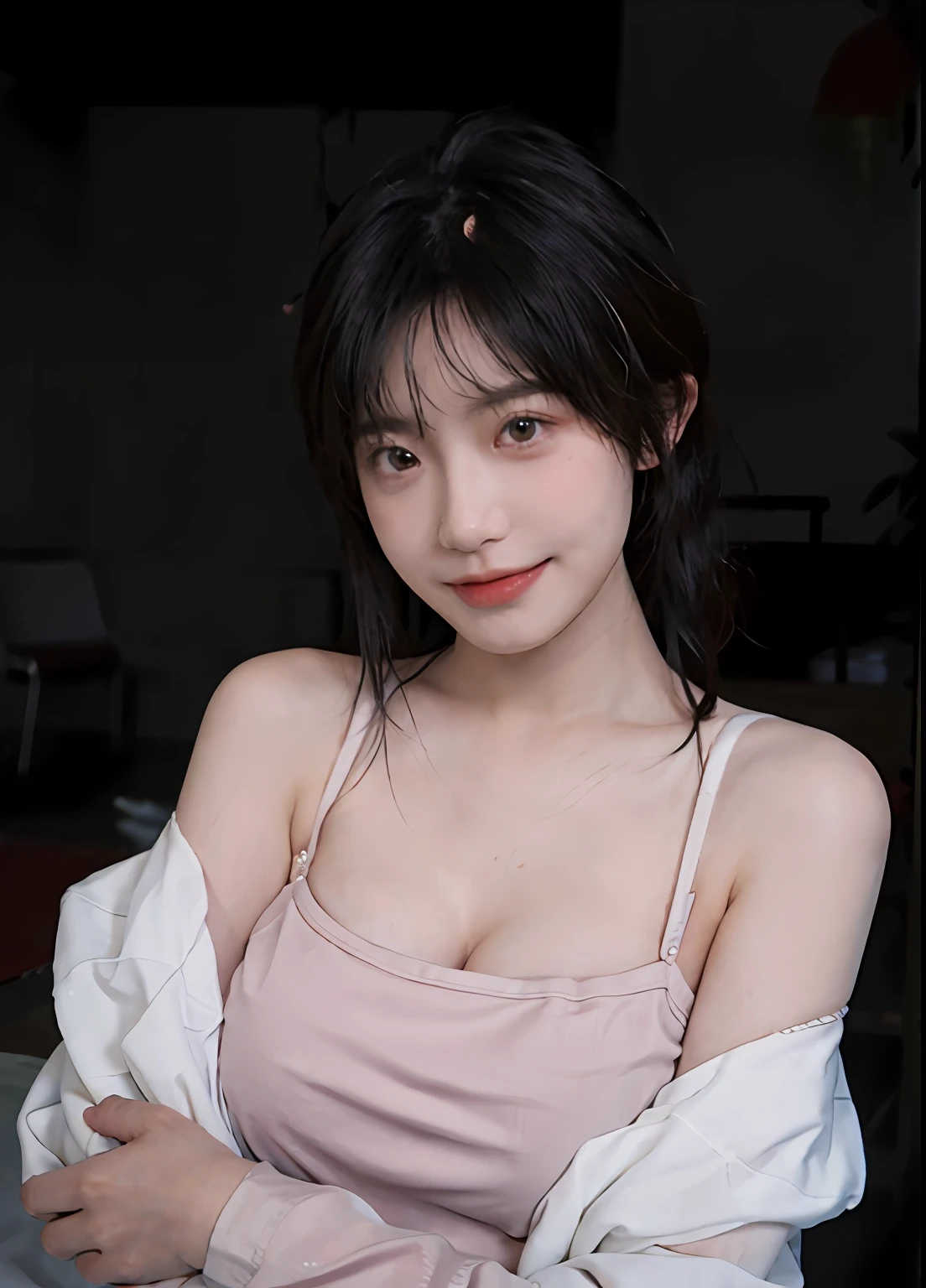best qualtiy, 超高分辨率, (realisticlying:1.4), one-girl, A pair of clear and moving peach blossom eyes,Royal Sister,(full bodyesbian:1.2)a sense of atmosphere,a beauty girl, ssmile,sea beach,(full bodyesbian:1.2) looking at viewert, closeup cleavage ,(Photorealistic:1.4),1girll,Sexy,(Bikini:1.2),(Bra:1.2),(Large of breast:1.3),(Upper body:1.4),(Wet body),(:1.2)