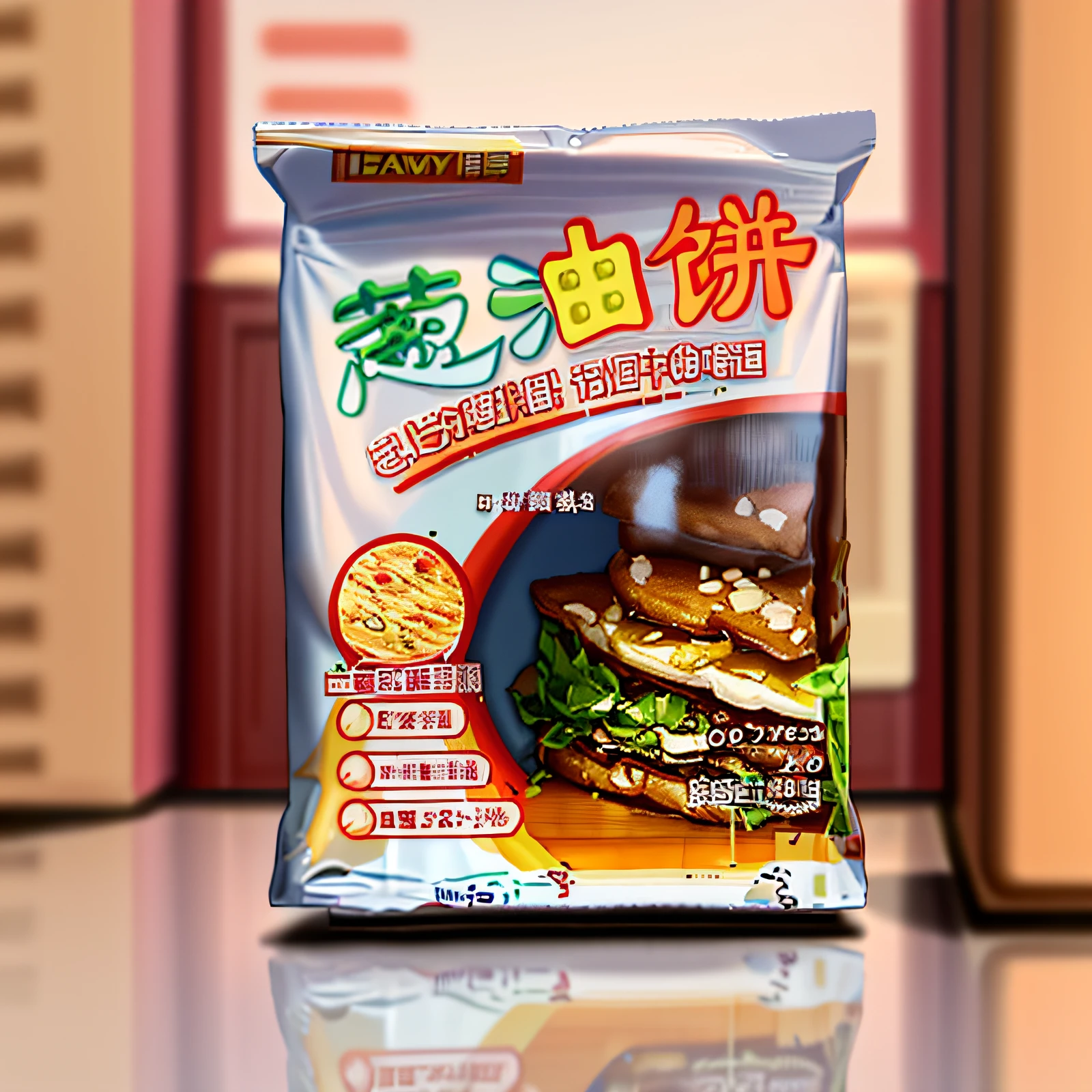 There was a bag of food on the table, 4l, luscious patty with sesame seeds, tang mo, delicacy, artoast8p, tasty, yee chong, 5D, 5 d, Sauce, daoshu, reluvy5213, longque chen, hua cheng, 43456k film