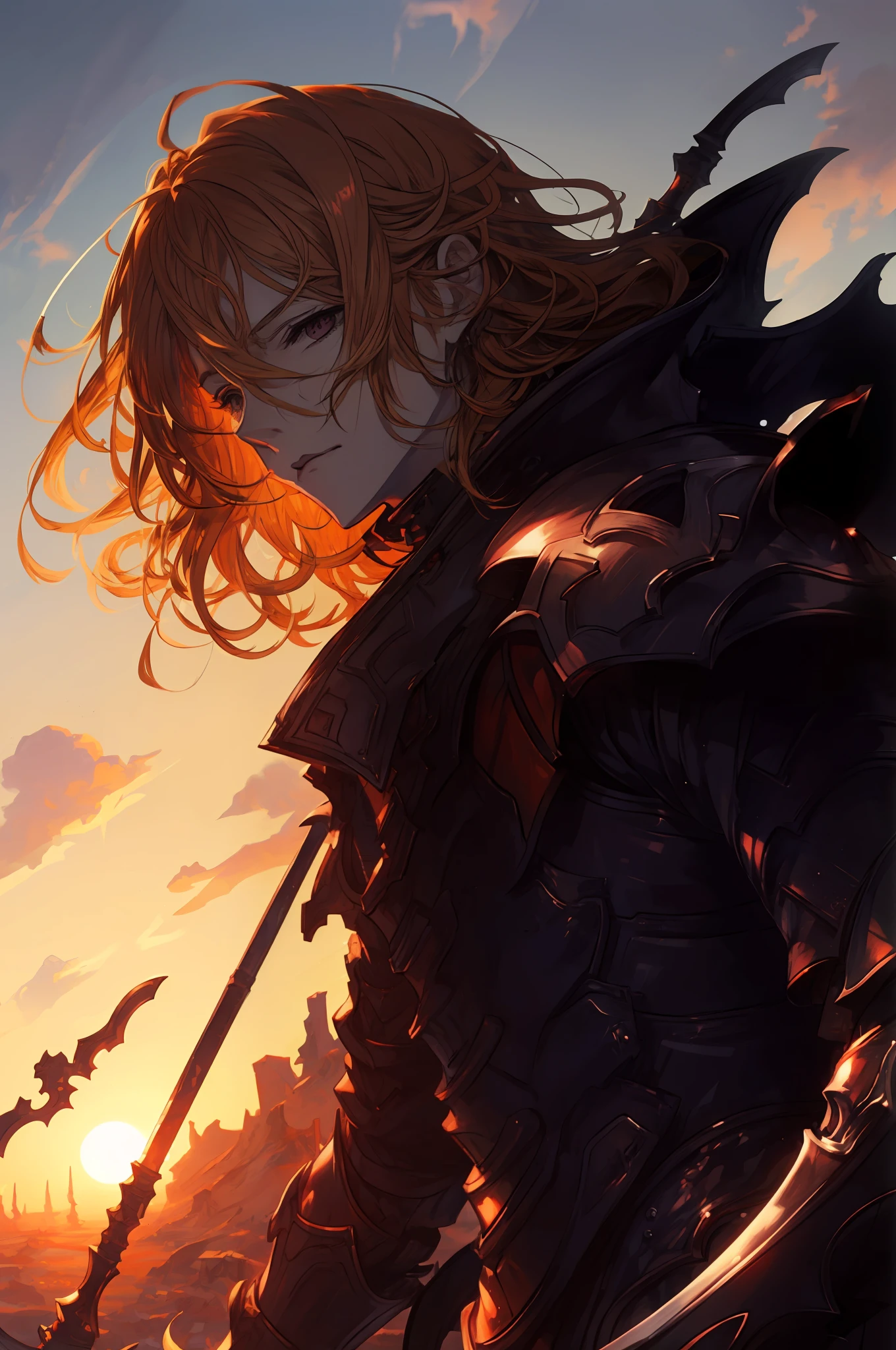 ((MAN)) Siegfried, GranBlue, Chico de anime con espada y armadura frente al atardecer, Chico guapo en el arte de Demon Slayer, Badass Anime 8K, Arte detallado del anime digital, Anime Art Wallpaper 8K, Anime Art Wallpaper 4K, Anime Art Wallpaper 4K, Fondo de pantalla de manga 4 k, Arte de anime clave detallado, por Yang J, Arte detallado de alta calidad 8K, Fondo de pantalla de anime 4k