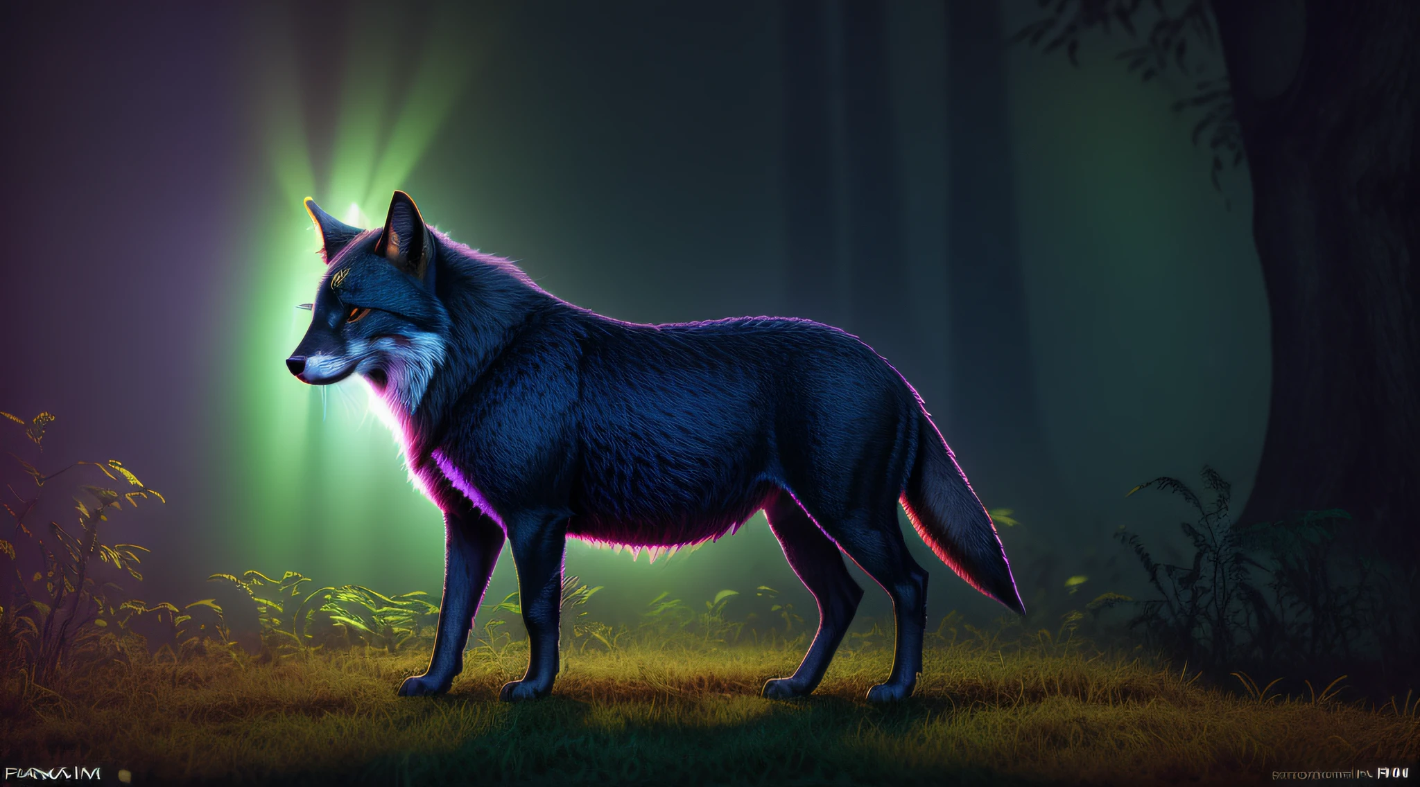 (Fox realista), animal selvagem, feroz, com dentes grandes afiados), (Imagem ultrarrealista altamente detalhada:1.2), (fotorrealista:1.2), com detalhes intrincados. (Background with lighting effects with rays and powers of bright colors with high contrast and saturation:1.2). ((cinematic photography, UHD, 8k)).