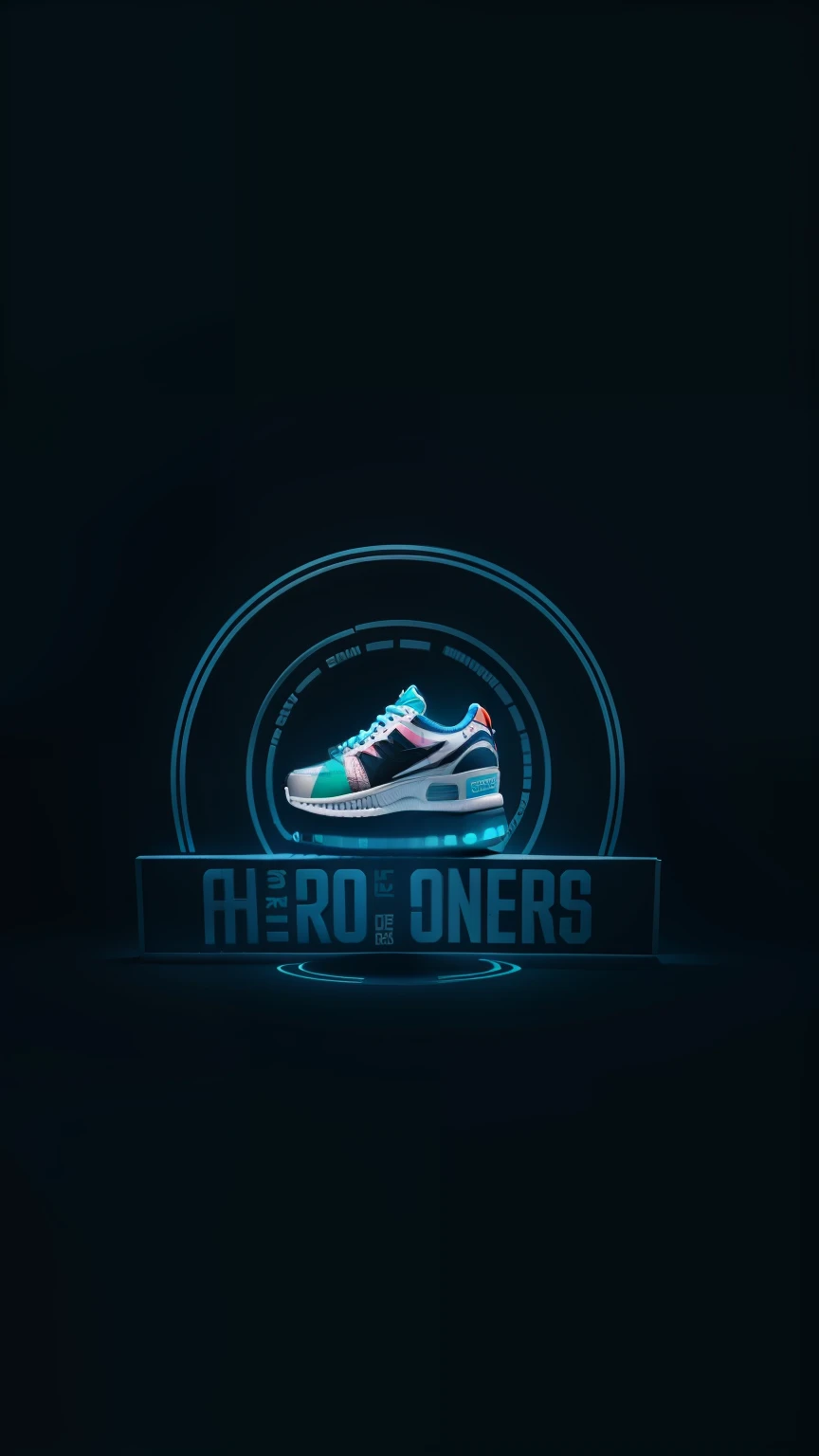 haz el tenis que esta en el centro 3d, the lines around put them in neon and the text that this is 3D