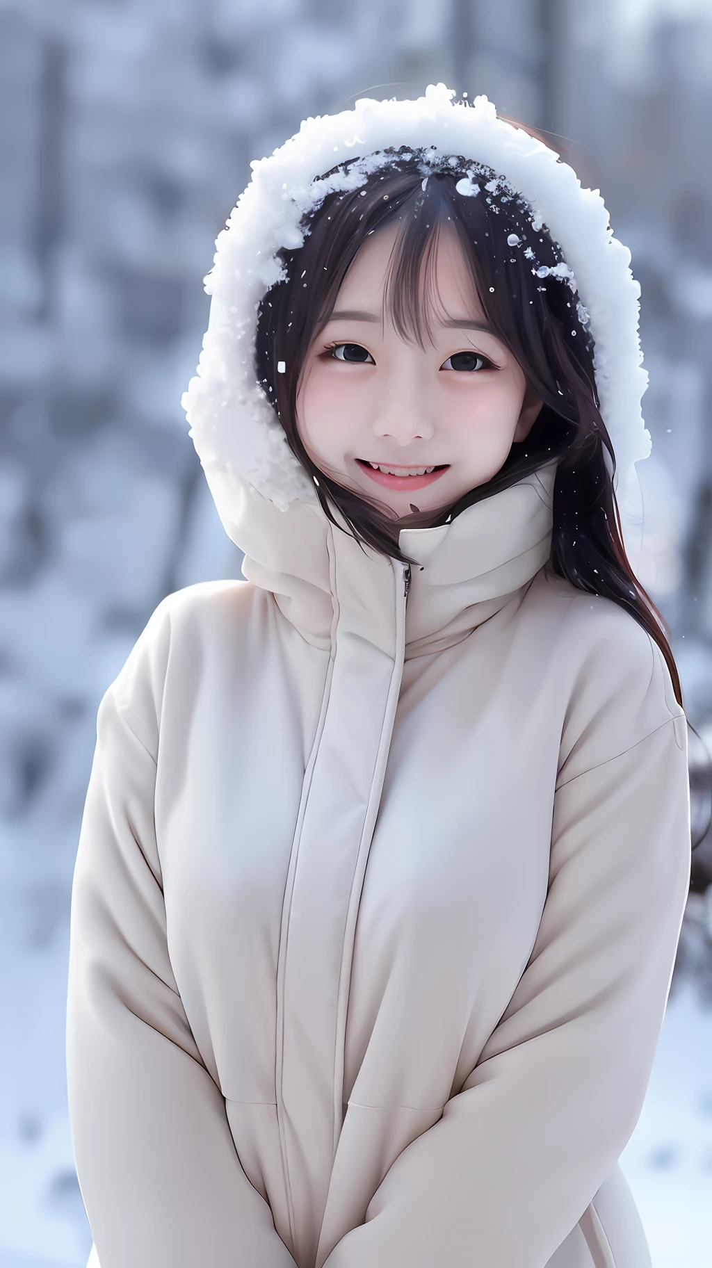 Wearing a white coat、Asian woman in white hat, Warm smile, Korean girl, young lovely Korean faces, beautiful Korean women, pale snow-white skin, Beautiful young Korean woman, blanketed in a mantle of snow, young cute wan asian face, in snow, warm and gentle smile, Gorgeous young Korean woman, girl cute-fine face, wan adorable korean face，Change