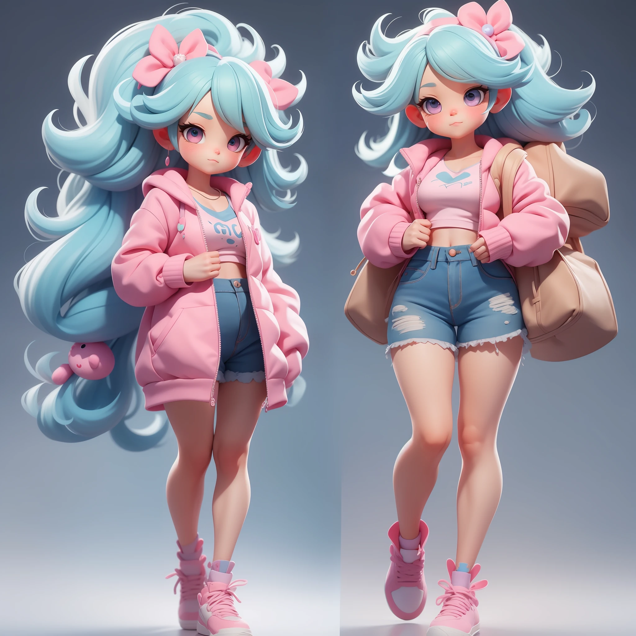 a super cute girl, full body, dreamy cute hair accessoriesPopmart Blind Box, IP design, clean and bright background3D rendering, OC rendering, 8k, soft focus, fine Glossysuper detail --ar 3:6 50 --q 2 --niji 5 --style expressive --s 2