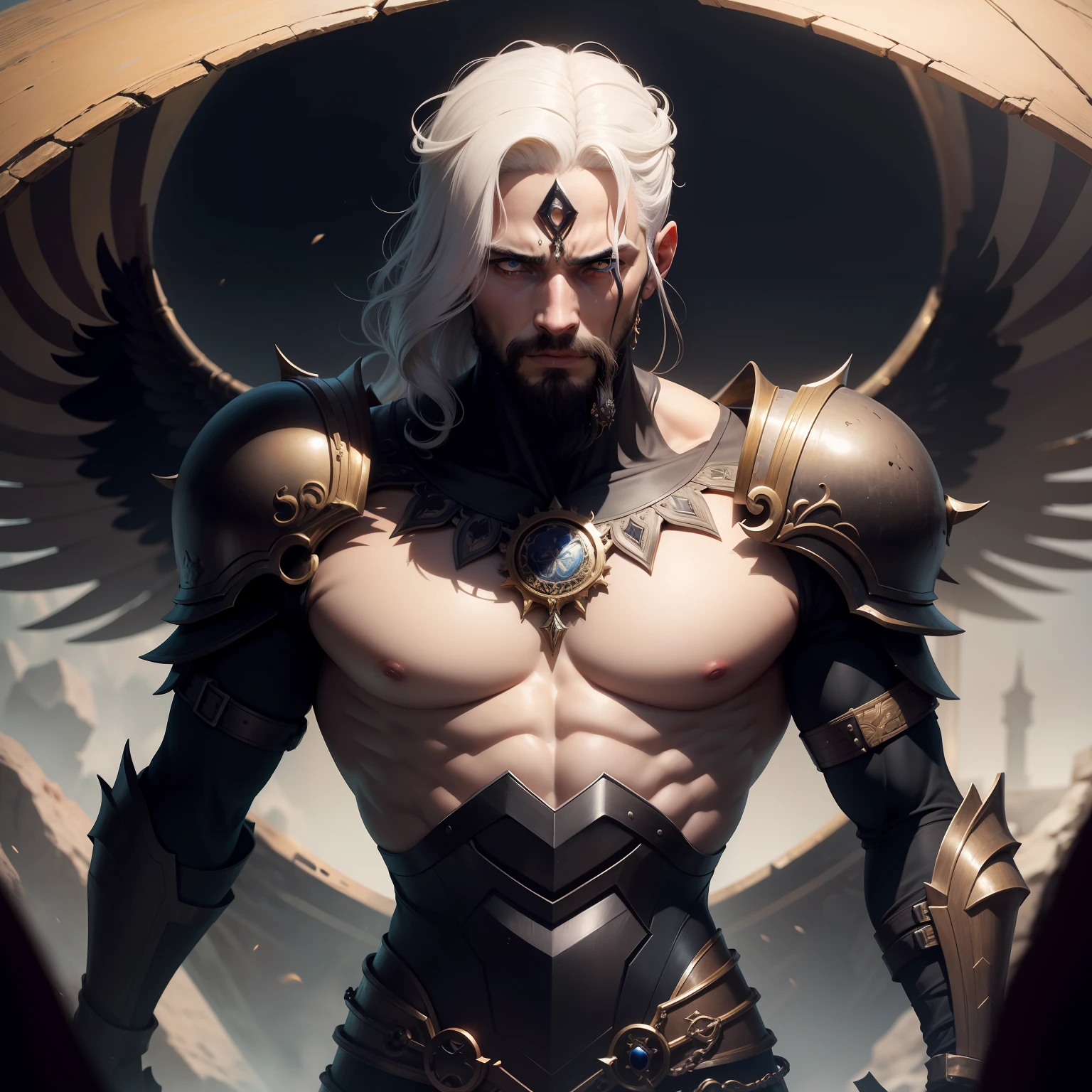 Obra-prima, qualidade superior, melhor qualidade, arte oficial, extremamente detalhado, (arte fractal: 1.3), sombrio, mais detalhado, Hades, Deus grego, imperador do mundo dos mortos, 1boy, muito bonito, Black armor, cabelos curtos negros, olhos azuis, pale skinned, coroa pontiaguda, imponente, segurando um bidente