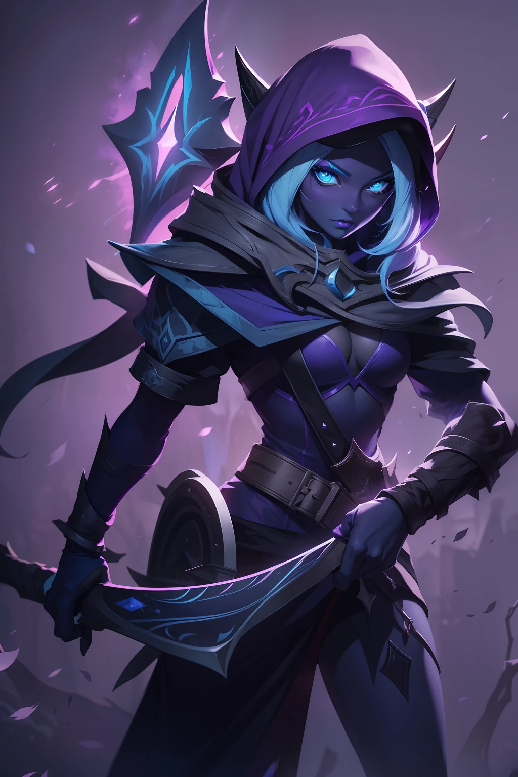 Drow Ranger, Dota 2, Dota, spot light, dark background, 4k, shadow, high definition, high quality, high texture, purple and blue colors