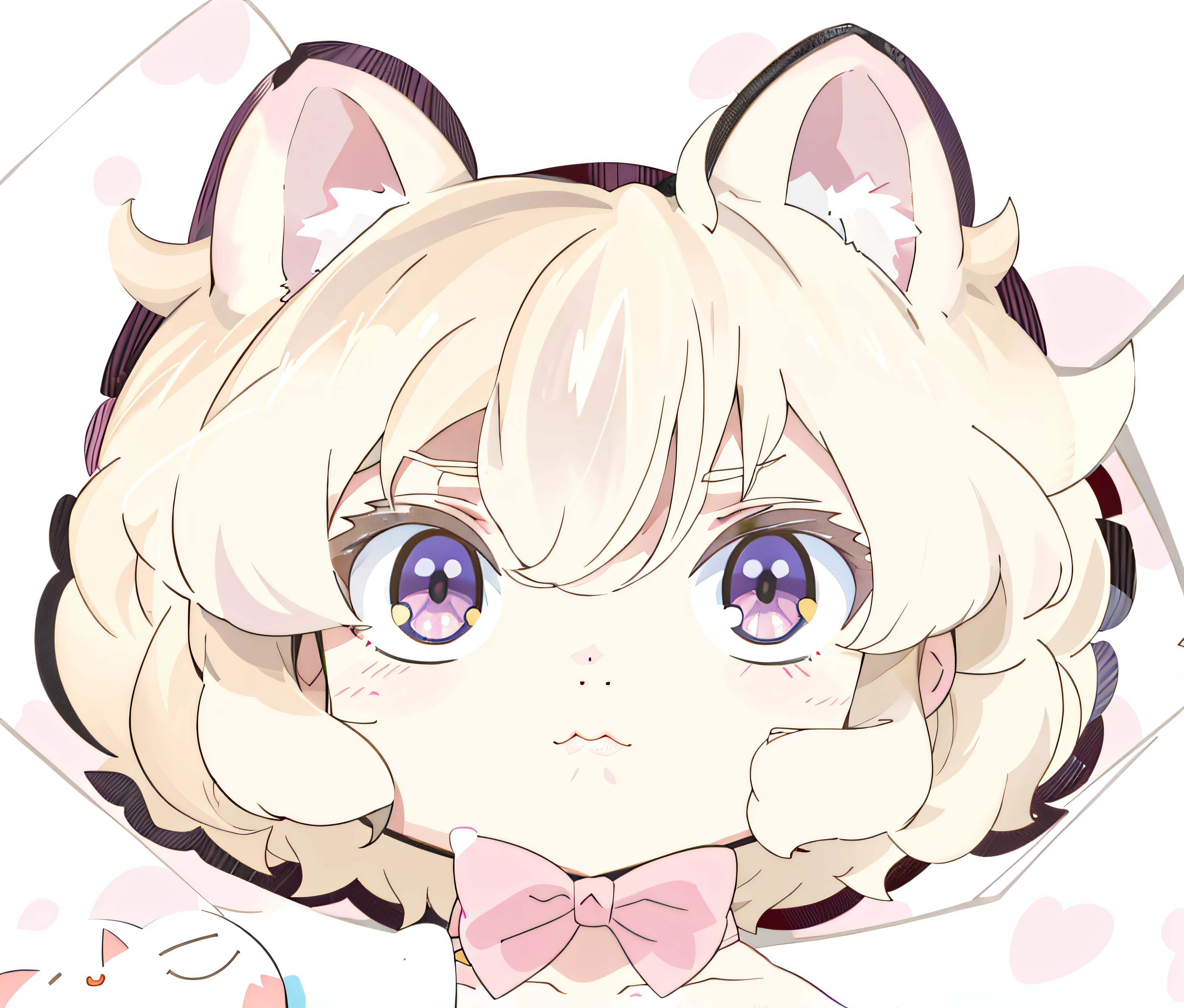 Cartoon cat with bow tie and big eyes, Kawaii cat, A cute cat, kawaii cutest sticker ever, anime cat, cute anime face, anime visual of a cute cat, Kawaii realistic portrait, Cute cat, very beautiful cute catgirl, Cute natural anime face, cute character, cute anime catgirl, kawaii cute dog, Kawaii chibi, cute kawaii girls