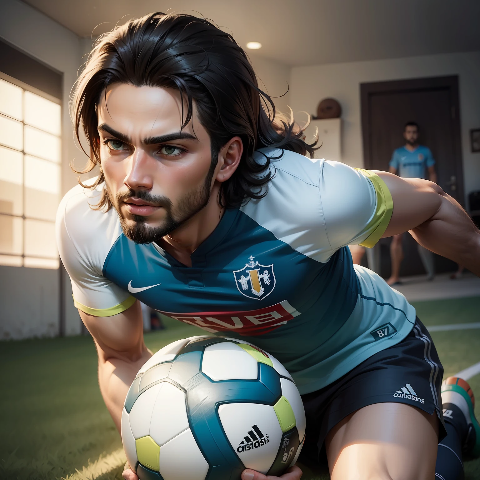 Desenho animado de Jesus Cristo jogando bola