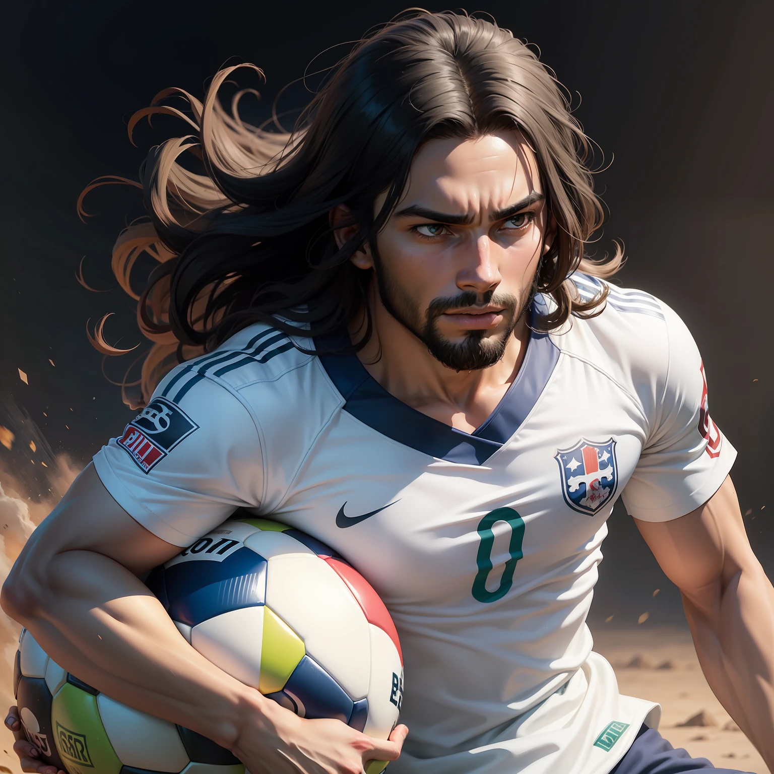 Desenho animado de Jesus Cristo jogando bola