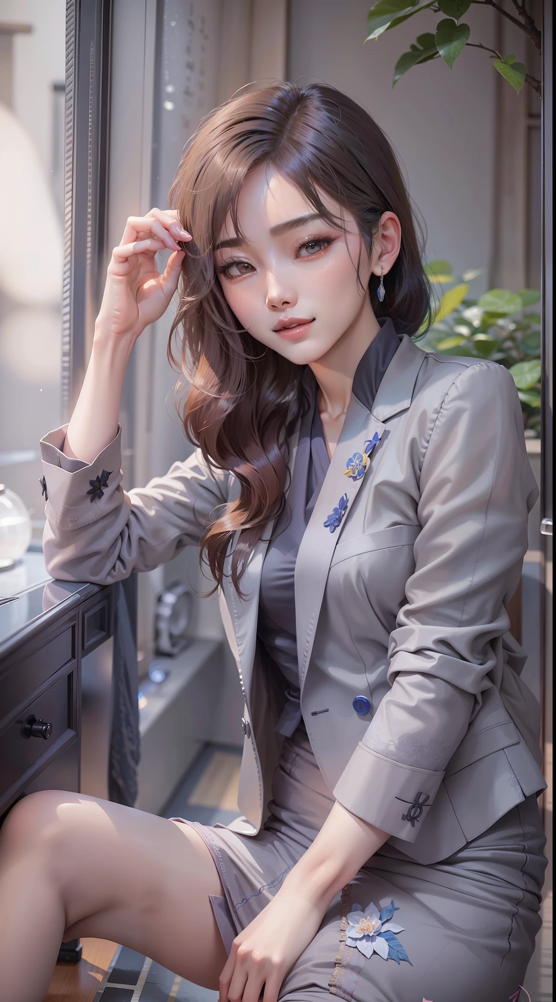 araffe asian woman in a gray suit posing for a picture, Gorgeous young Korean woman, beautiful Korean women, Beautiful young Korean woman, Korean girl, Korean woman, Beautiful Asian girl, hwang se - on, gorgeous chinese models, jaeyeon nam, cute seductive smile, portrait of female korean idol, friendly seductive smile, sakimichan, cute korean actress