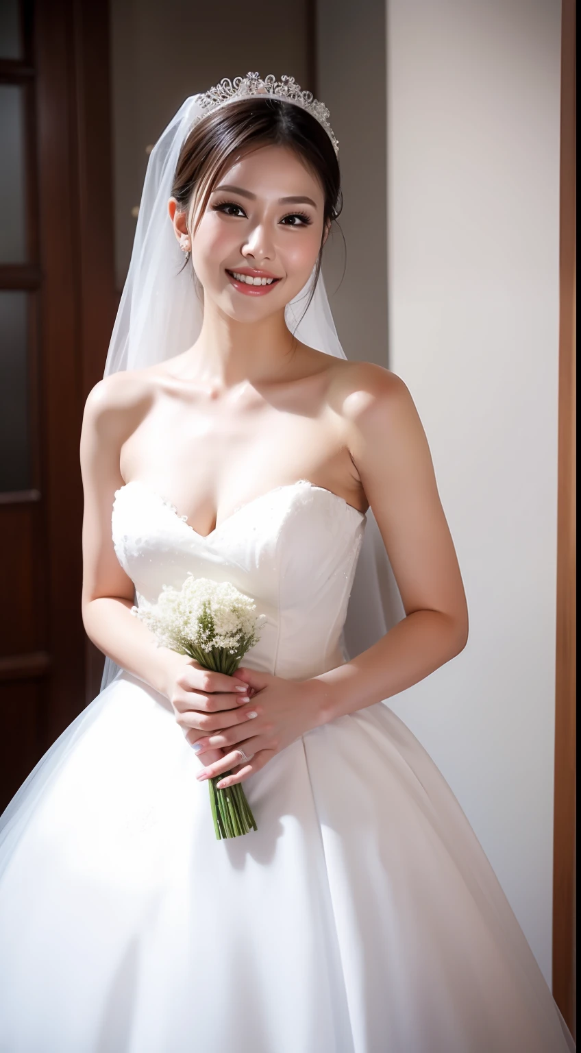 Fashion model 18 years old [[[[closeup cleavage]]]], [[[[boobgasm]]]], [[[[coll]]]], [[[[bshoulders]]]], perfect  eyes, Perfect iris，Perfect lips，perfect teeth，Perfect skin，Long face，Soft front light，hdr，Movie girl,wedding gown，（pastel colour：1.2）