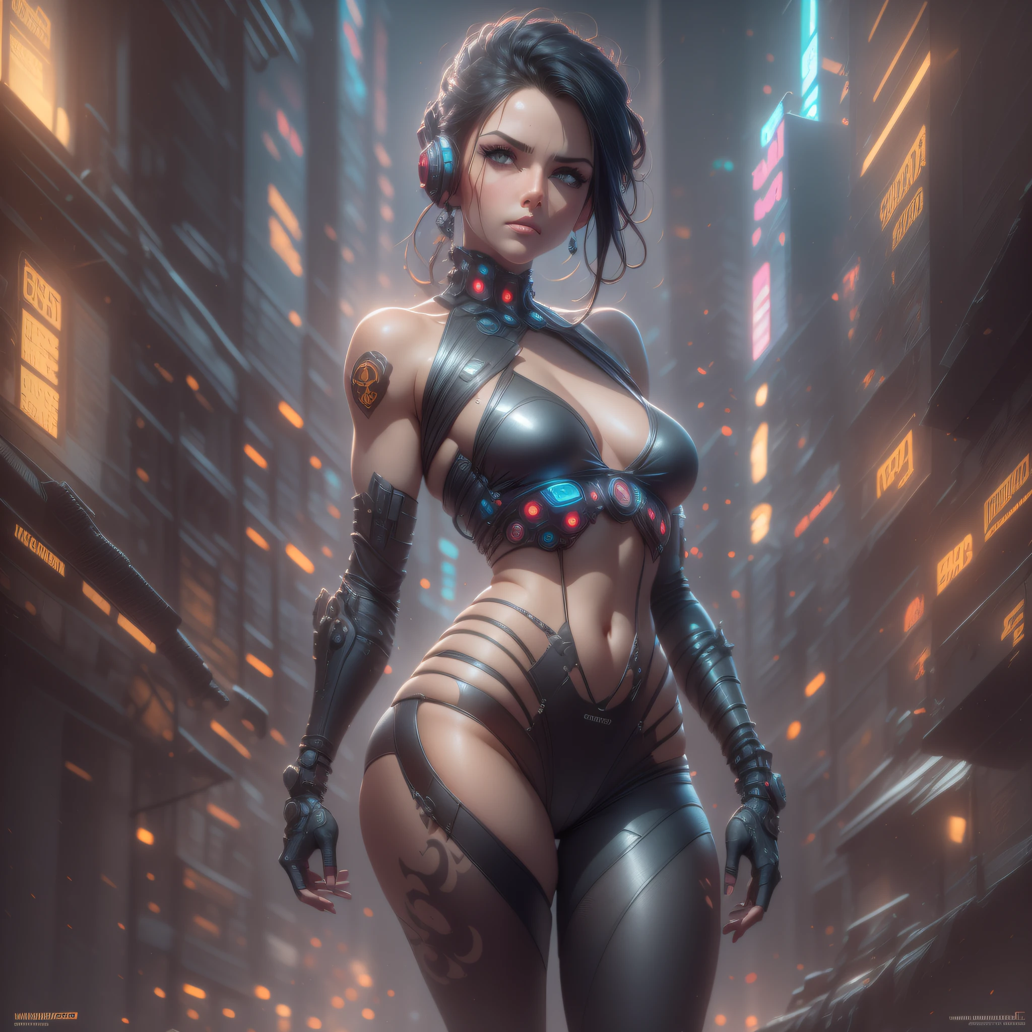(full body: 1.2),(wonderful and sexy body: 1.2), (semi-: 1.2), (highly detailed: 1.2), (best quality canon EOS R6: 1.2), (8k: 1.0), (dynamic posture: 1.2), (open cybernetic head showing the inside of the detailed face, hyper detailed eyes 1 .2), sharp focus (award shot: 1 .2), (subsurface scattering cie: 1.1) (a beautiful ultra-detailed urban samurai girl: 1.2), (highly detailed hair: 1.2), neon glow, (detailed eyes: 1.1), (hyperrealistic: 1.2), RPG, dramatic lighting (highly detailed futuristic cityscape: 1.2), (sci-fi: 1.2), professional photography, by wlop greg rutkowski jeffrey simpson alphonse mucha.