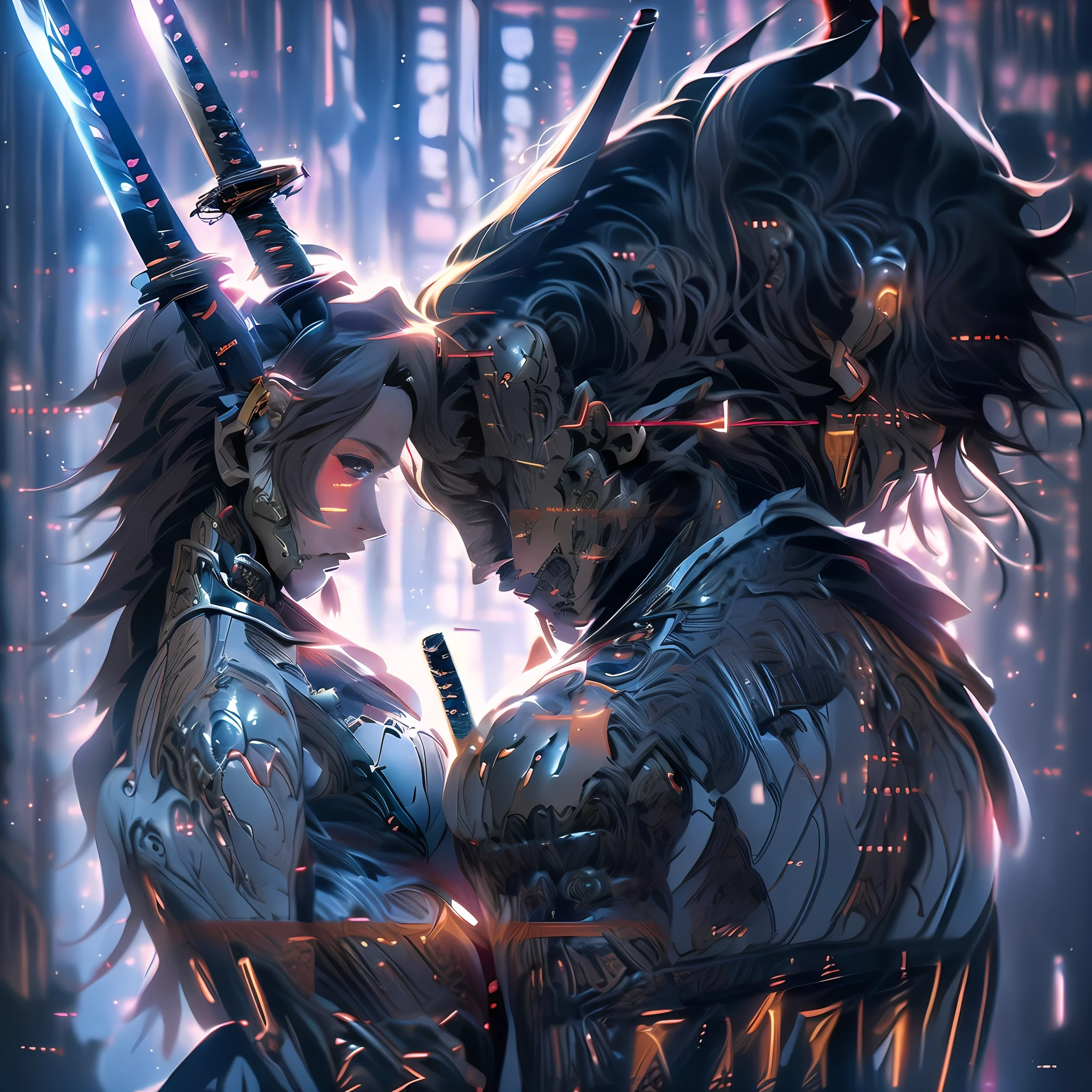 The Pretty Girl Knight with rabbit ears hugged the Pretty Girl and the dying Knight tightly,Both looked very sad。There was blood on the face of the knight。