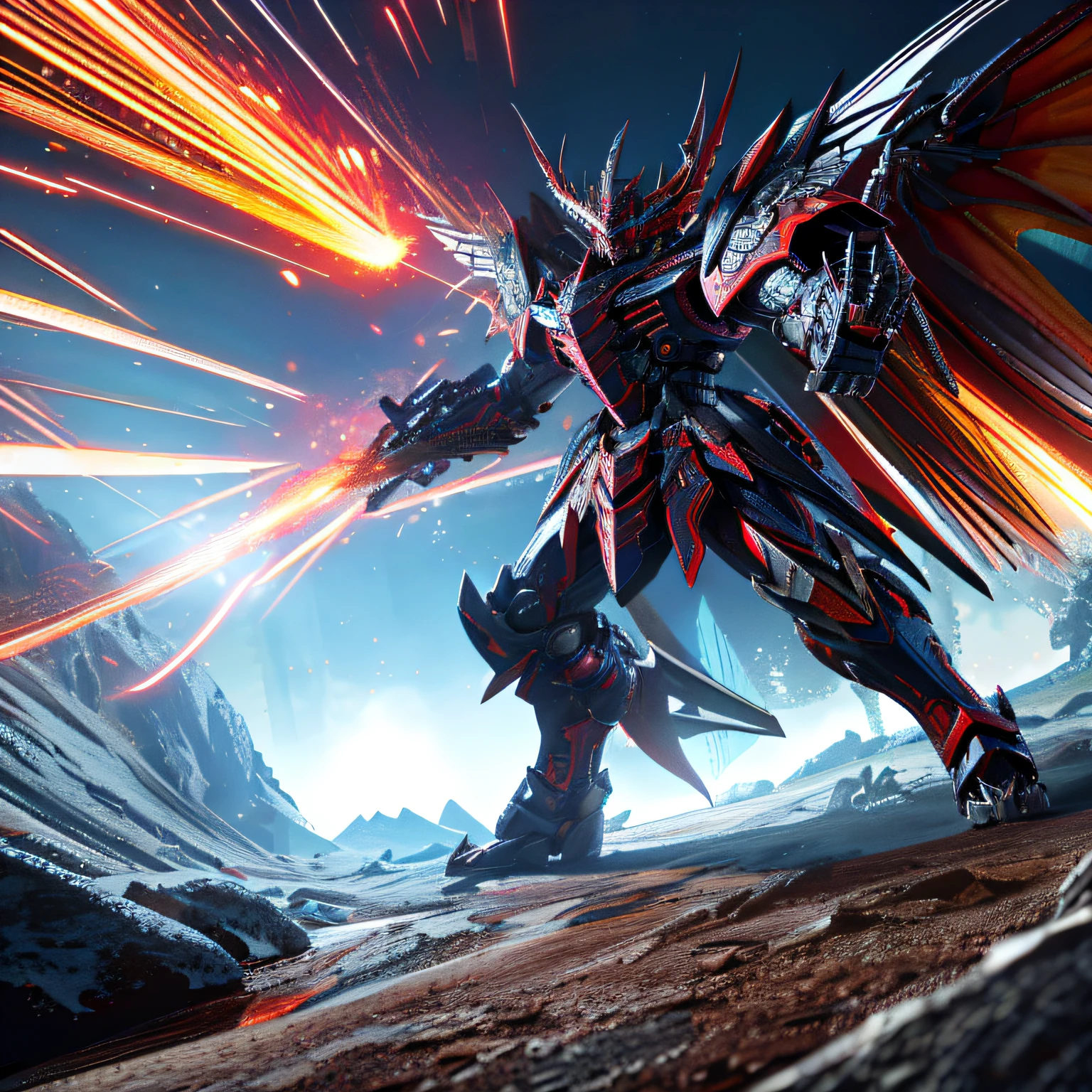 (Mechanical dragon:1.1), best quality, highly detailed, ultra-detailed, masterpiece, 8k wallpaper,black theme, red eyes, bad anatomy, absurdres, highres, super fine illustration, absurdres, solo, game cg, lord,at night, (blacklight:1), (detailed beautiful face and eyes:1), command spell,mecha musume,mask,mechanical parts, robot joints, full armor,full body body,
