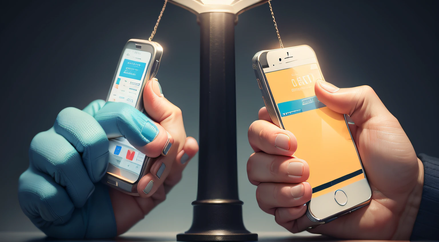 An image of a scale of justice, symbolizing the fight for consumer rights. On the heavier side of the scale, you can place icons representing common problems faced by consumers (like a phone for phone problems, a bank for banking problems, etc.). Stunning colors, attention-grabbing image