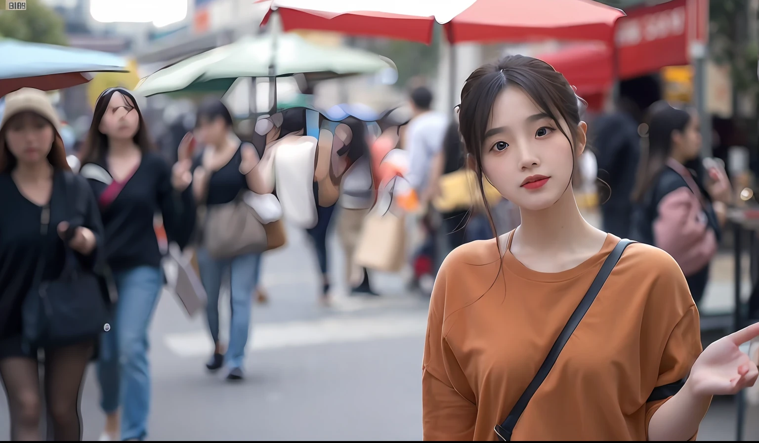 There was a woman standing in the street with her hands outstretched, Chinese girl, A young Asian woman, Korean girl, a cute young woman, Young Asian girl, Beautiful young Korean woman, Chinese woman, young cute wan asian face, Gorgeous young Korean woman, beautiful Korean women, Korean woman, Young Asian woman