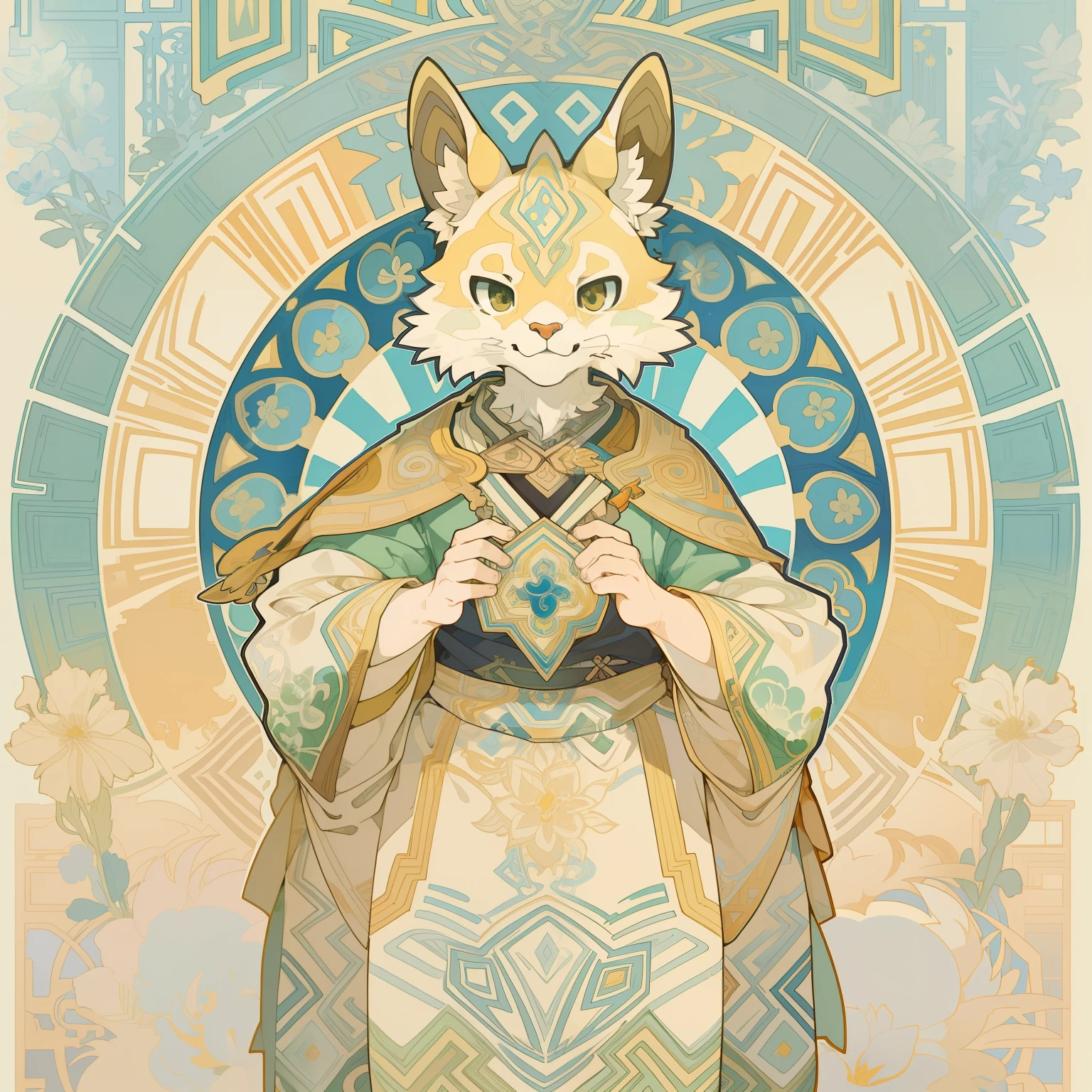 qualidade superior, melhor qualidade, marca do logotipo, selo, geometric pattern, arte vetorial, Illustrations by Alfons Mucha, master part(Kemono, Toca peluda)flor, Pixel Art,pixel