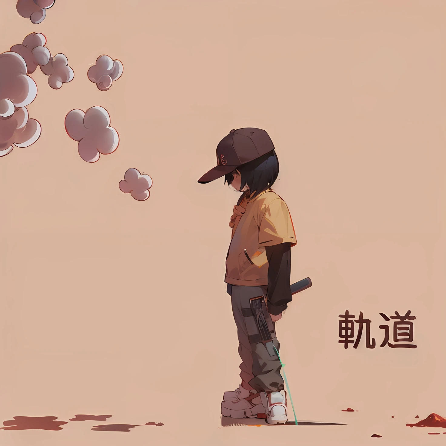 anime, a boy with a baseball cap and a baseball bat standing in front of bubbles, por Xi Gang, Arte no estilo de Guweiz, Akira Estilo de Arte, Directed by: Li Tiefu, No estilo de Akira, por Gang Hui-an, fanart de alta qualidade, GTA Chinatowon estilo de arte, por Shingei, por Shitao, an anime girl behind