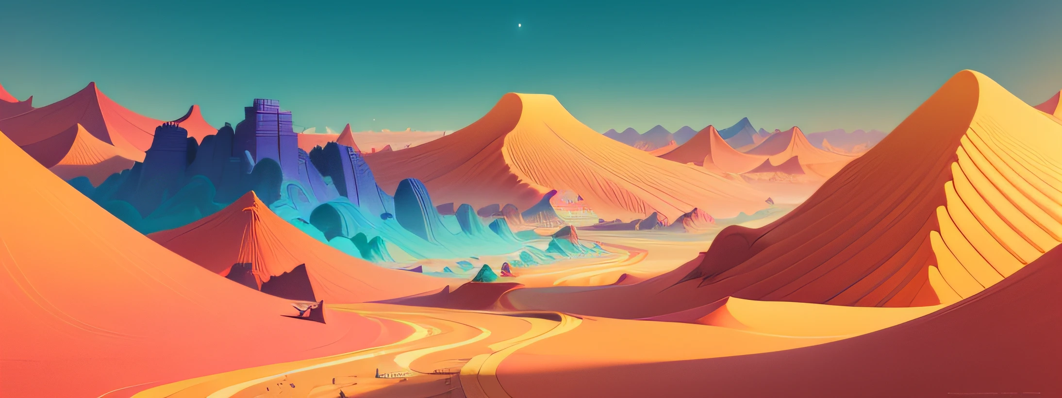 dunhuang，Danxia landforms，Silk Road，camelstoe。Colorful illustration, Colorful illustrations, psychedelic illustrations, cmyk palette, editorial illustration colorful, kilian eng vibrant colours, kilian eng vibrant colours, Adobe Illustrator Art, victo ngai! pastel colour, full-colour illustration, Detailed digital illustration illustration，8K，k hd