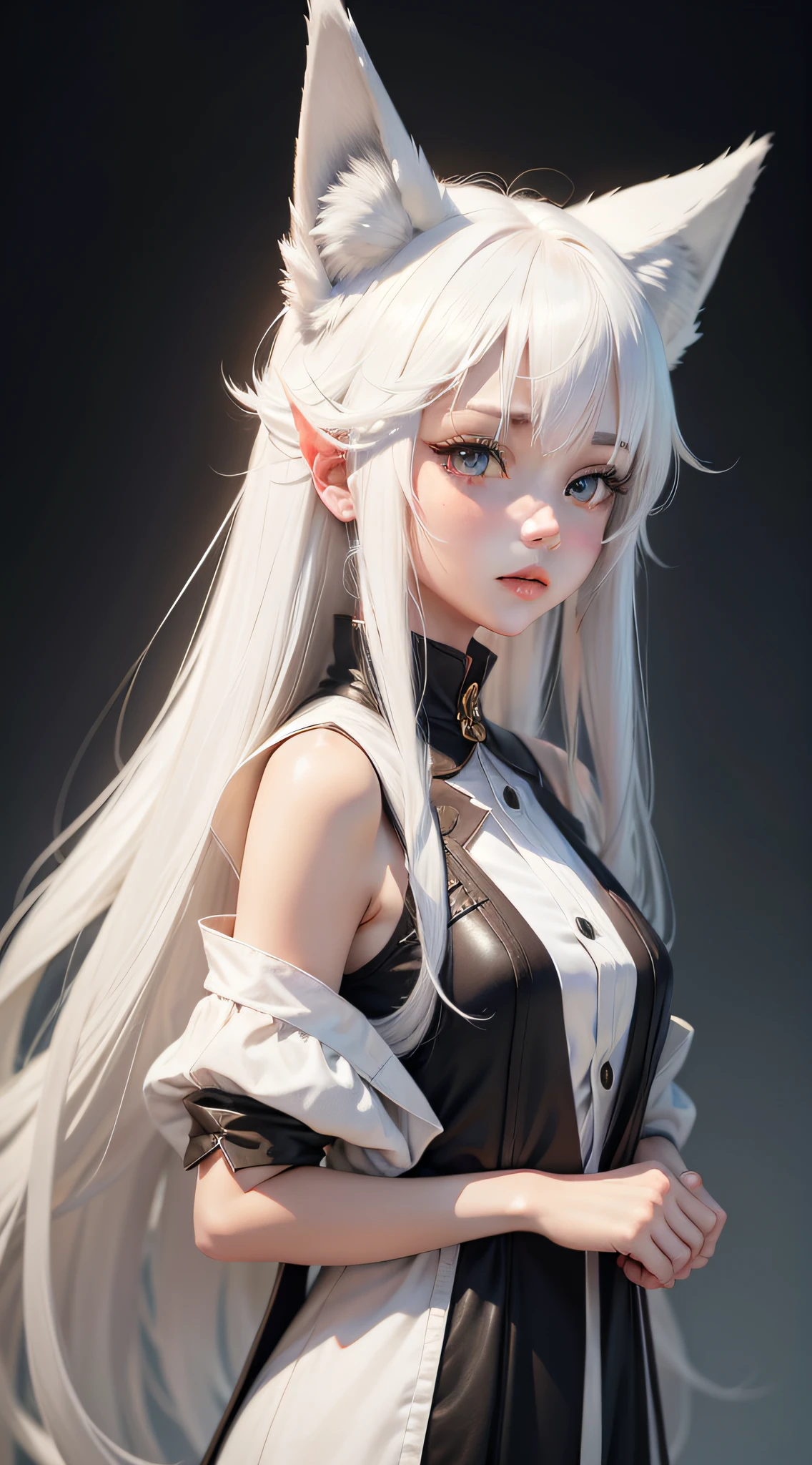 Fox ears white hair girl