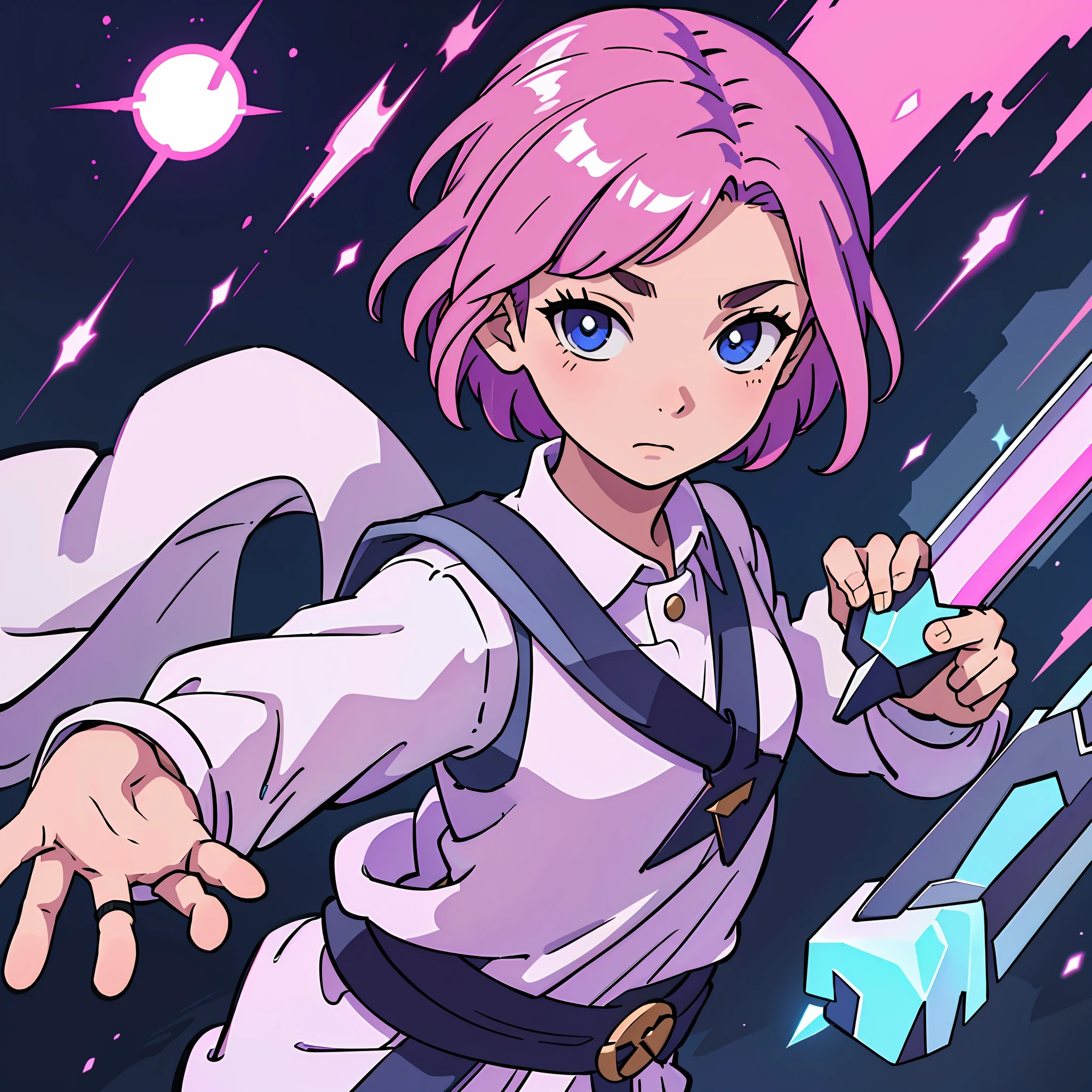 ​masterpiece　girl with　RPG　portlate　sorcerer　short-hair　Pink hair