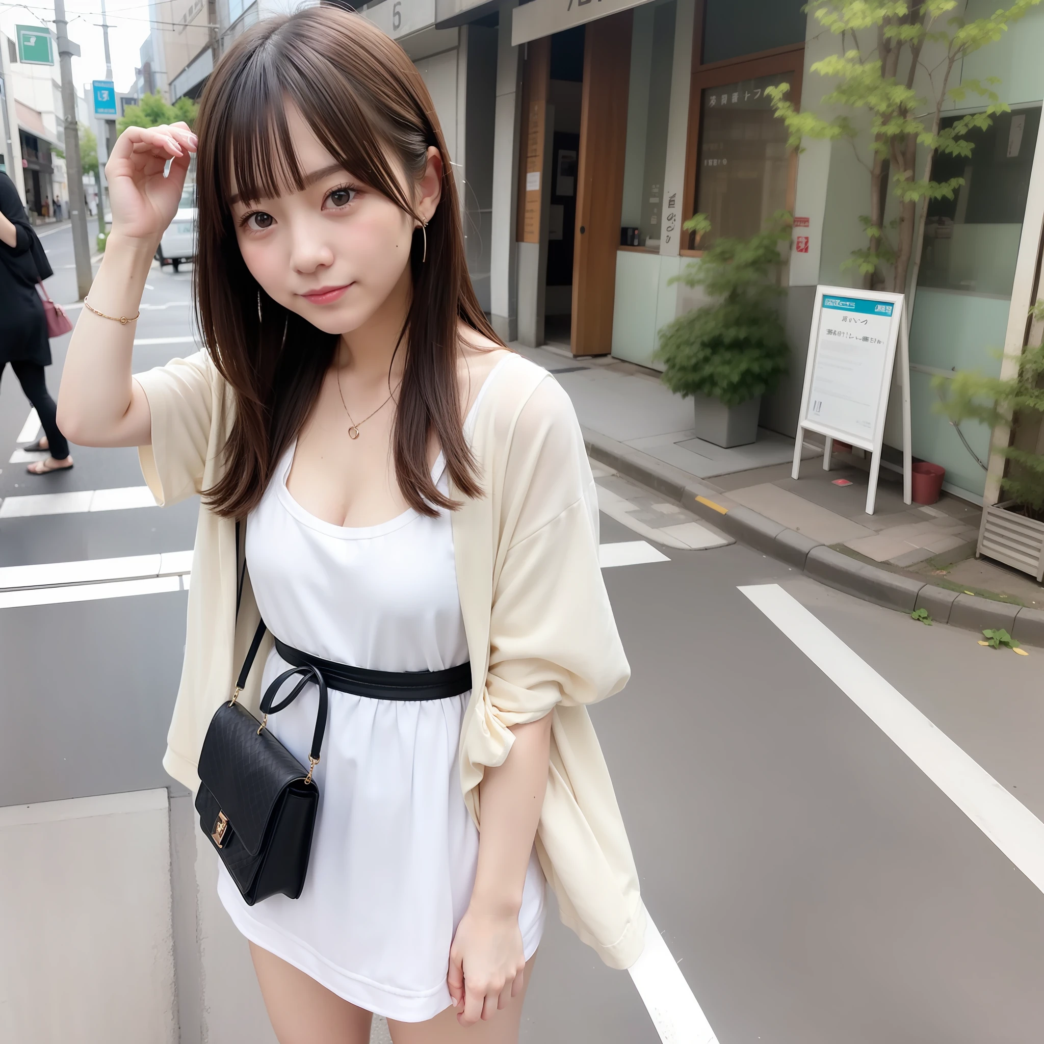japanes、Cute、fully body photo、Summer clothes、In the street