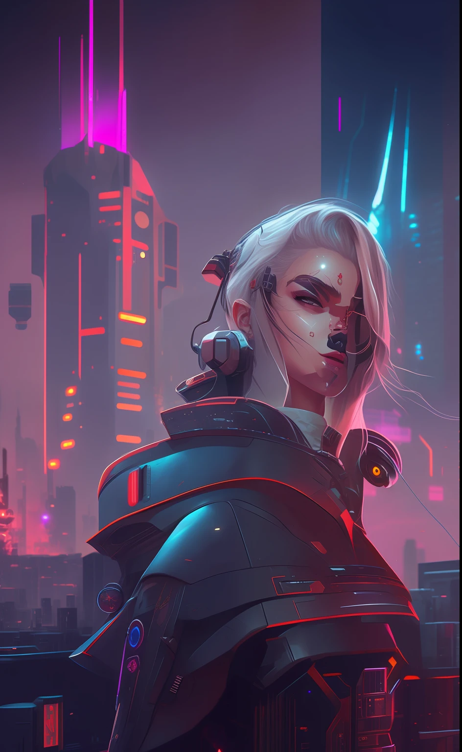 futuristic sci - fio with a futuristic city in the background, cyberpunk art style, greg beeple, wojtek fus, cyberpunk themed art, cyberpunk digital painting, cyberpunk frog, in style of beeple, sci-fi digital art illustration, detailed cyberpunk illustration, sci-fi digital painting, jen bartel, hyper-realistic cyberpunk style, no one expects, inquisitor, inquisition, informant, investigator, stalker