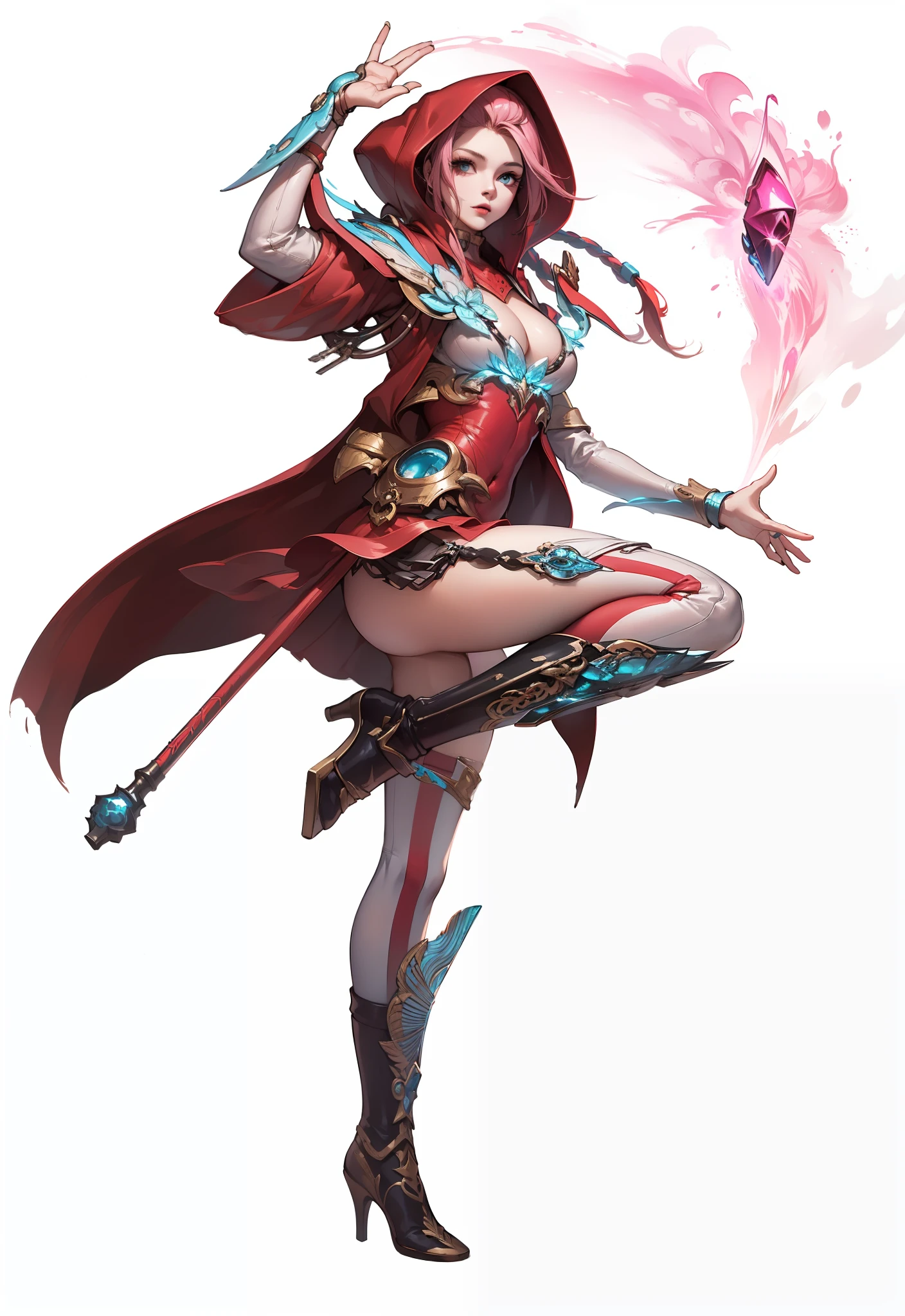 a close up of a woman with a pink feather and a sword, epic exquisite character art, rossdraws 1. 0, inspired by Jules Chéret, cushart krenz key art feminine, fantasy character, digital fantasy character, fantasy character art, character artwork, stunning character art, video game character art, holy cyborg necromancer girl