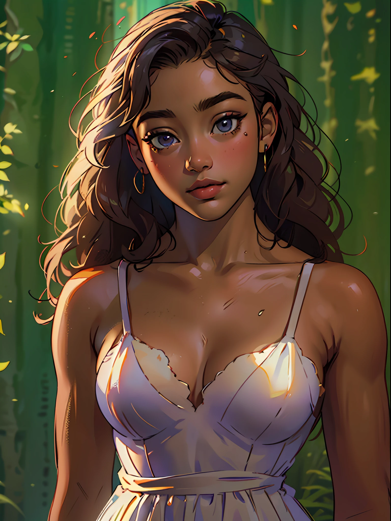 22 yo brown skin girl, 1girl, RAW photo, ((masterpiece)), (((best quality))), ((ultra-detailed)), (hyperrealistic), ((upper body)), cinematic light, photorealistic , beautiful girl, evening dress,