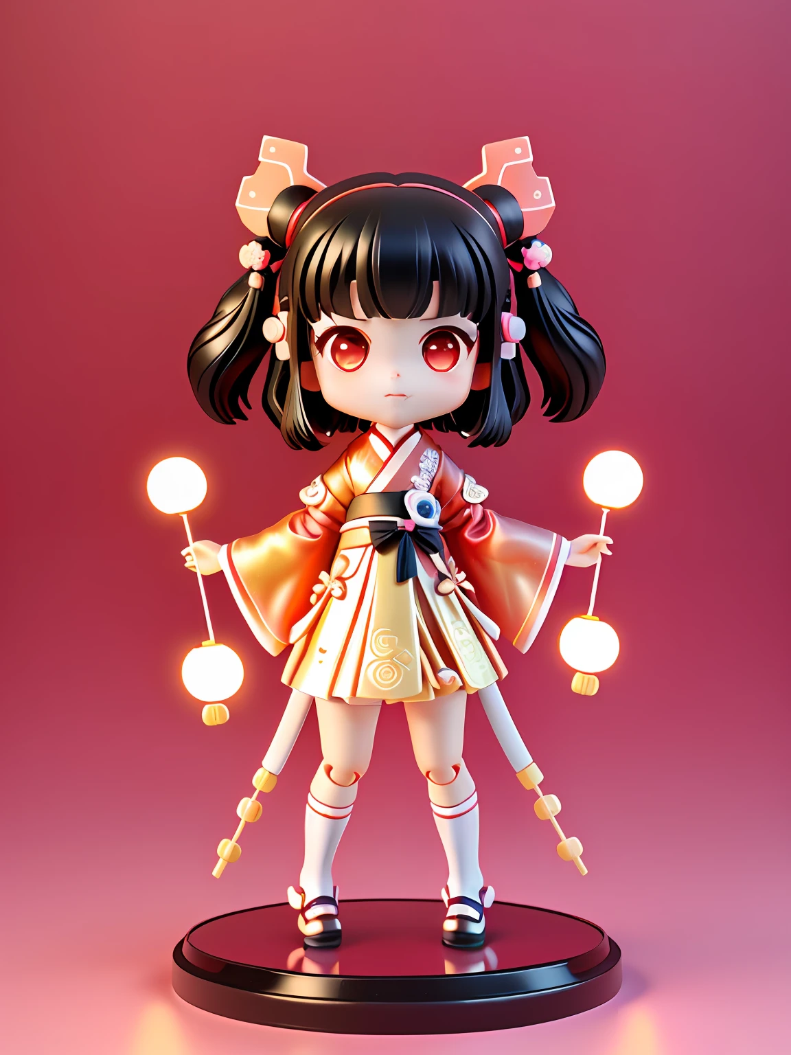 Super cute girl full body 3D drawing,1pc,Cute red horns,good eyes looking,largeeyes,adolable,having fun,C4D,Pop Matt Blind Box,,Glowing bubbles,toys,solid color backdrop,tchibi,Fluorescent transmission,luminous body, kawaii,dolls,(((Ancient Hanfu,red color Hanfu))),reference sheet,Pop Mart blind box,by Pixar,complexdetails,3Drenderingof,blender,OC renderer,FOL body reference sheet,drools,High details,8K,Studio lighting,Loli,Petite,,tchibi , SD character:1.1,magic lab background
