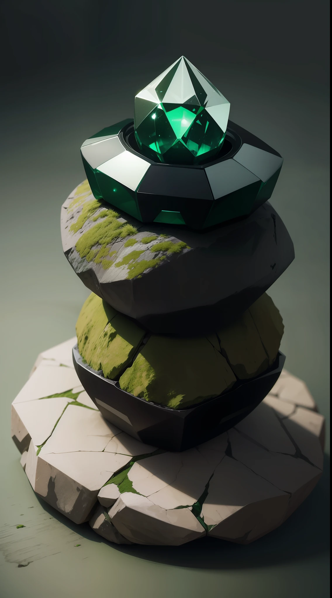pedra formato diamante verde fundo ilumidado