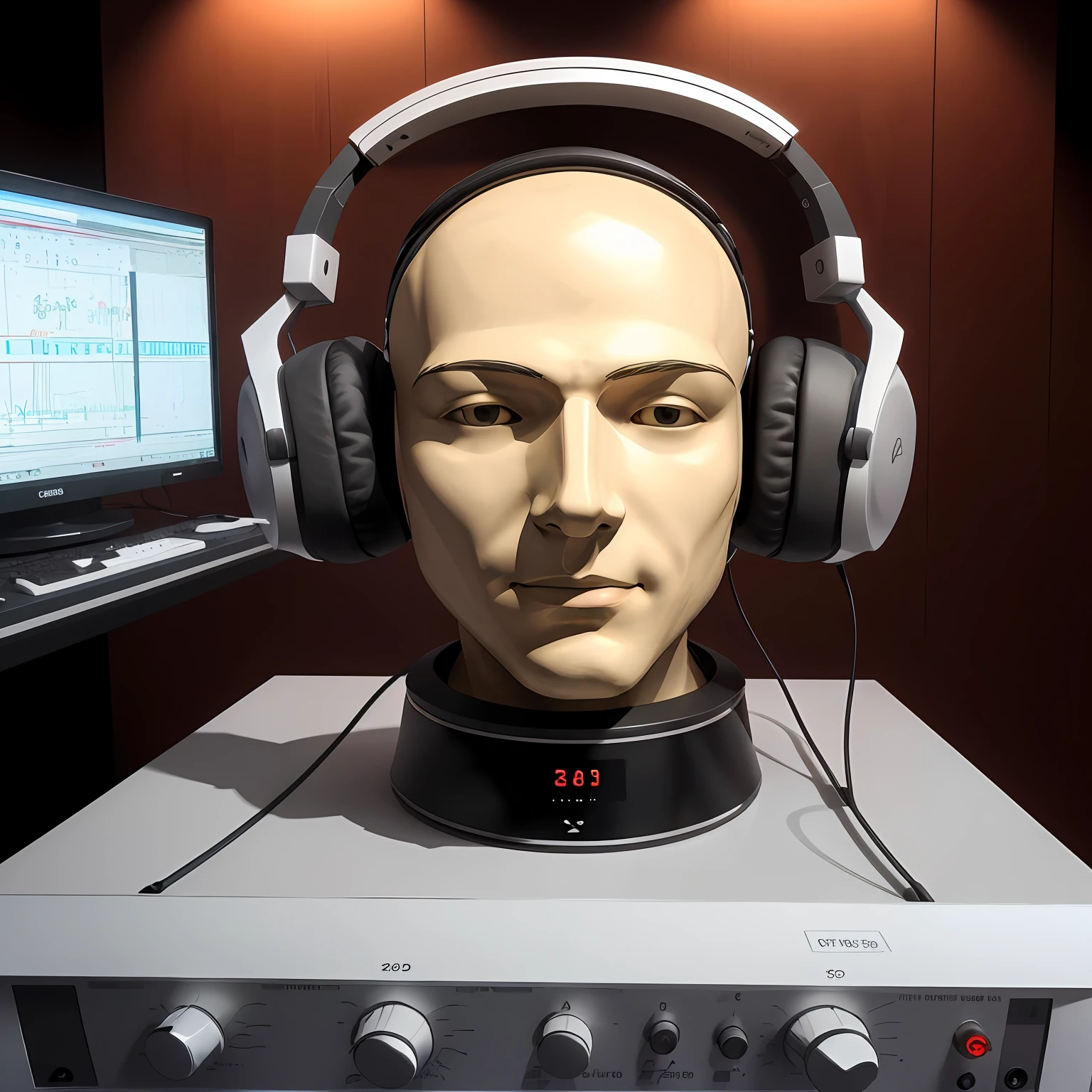 cerebro 3d concetado em studio de audio