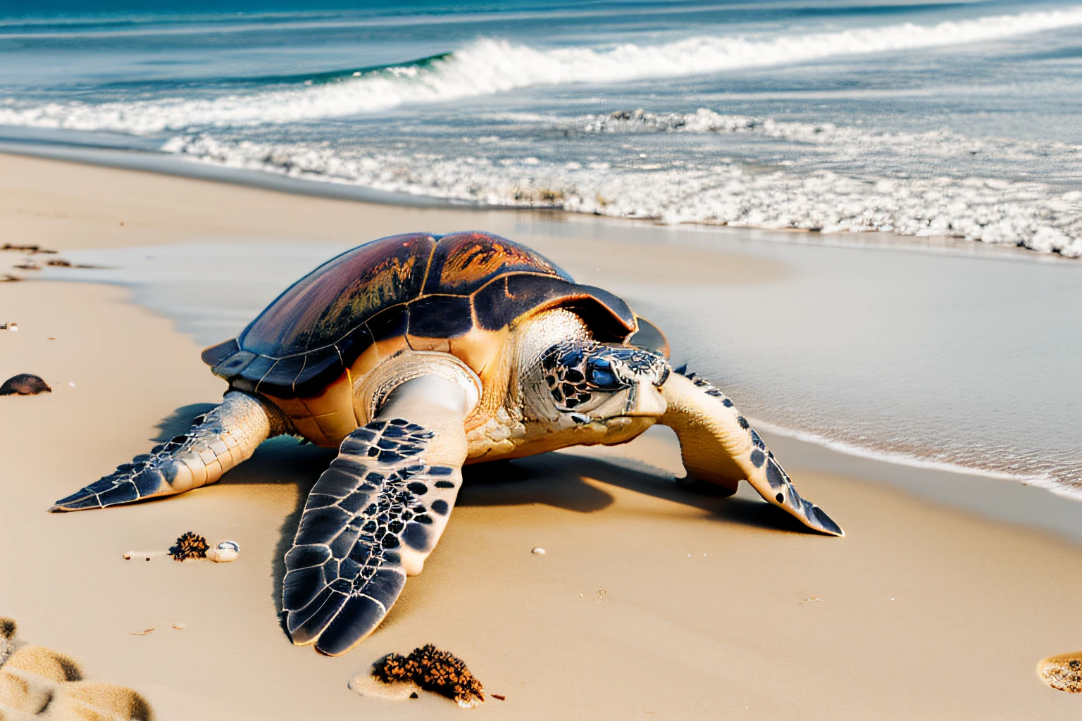 [Animal Planet National Geographic Sea Turtle on the Beach, caustic octane, Proper proportions, copiar e colar, cores vibrantes, no caribe, ordem de prioridade, desirable assets, texturas rtx, belo trabalho, artesanato excelente, alinhamento magistral, recursos extremamente intrincados e detalhados, bordas definidas, foco intenso , sdr hdri, pic vid, hiper realista, alta qualidade, Max Resolution, Epic composition, cinematic lighthing, plano completo]:0,5