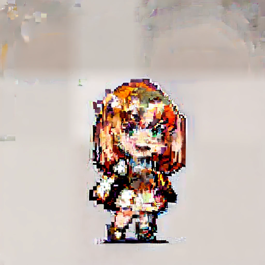 hcnone, Pixel art, Masterpiece, pix, 1girll,lewd nun, Portrait, Beige lace, Light brown hair, Green eyes, Petite, Big chest, Face only, view the viewer, Profile picture, Smile, grin, Tsundere, ahoge, Anime style, Cute, Simple background, greybackground