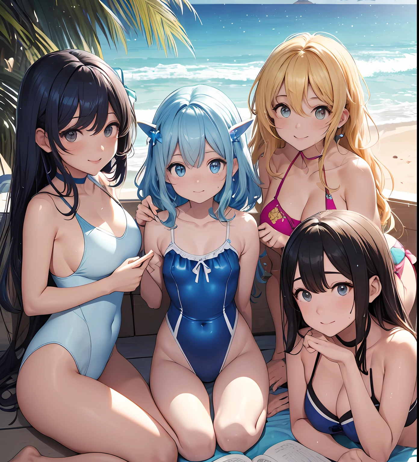 (qualidade superior、em 8K、32k、obra prima、UHD、ighly detalhado:1.2)、corpo inteiro、cara bonita, de noite na praia 、Aqua de konosuba、pele brilhante, (1A cauda de raposa do livro cresce:1.3)、Cabelo azul claro bonito molhado、olhos azuis profundos, Wet and pure blue swimsuit、Chinelos、adornos de cabelo、sorriso genti、(lindos deslizes do mamilo:1.1)